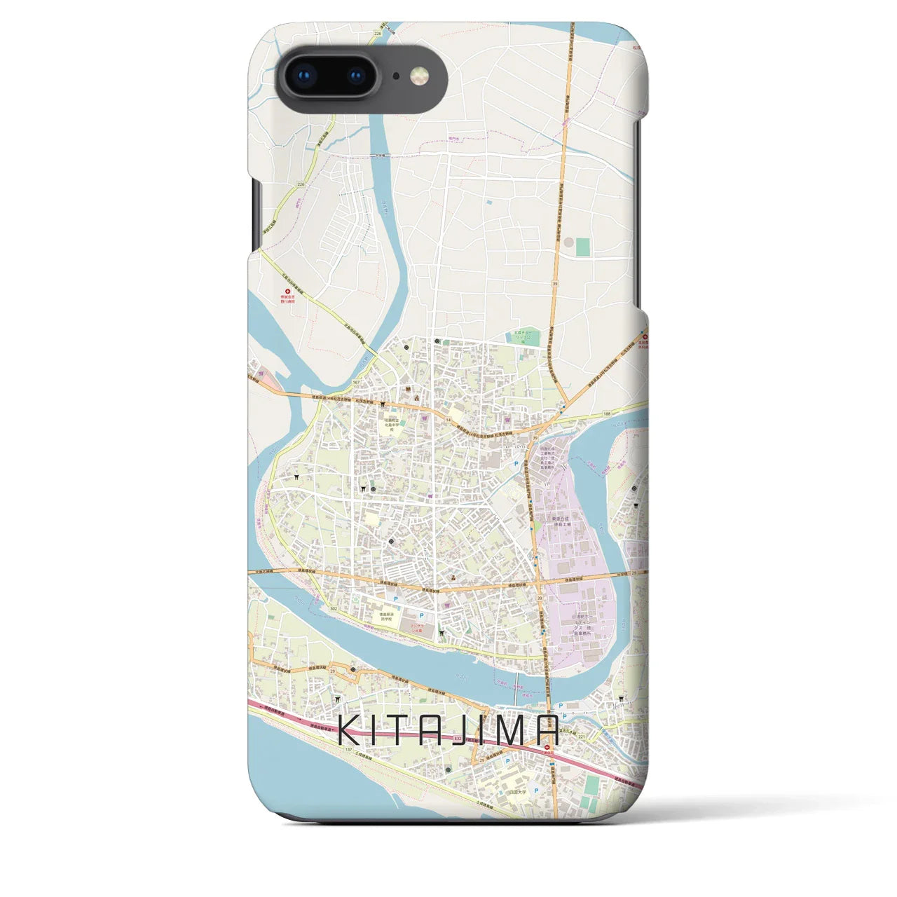 【北島(徳島県)】地図柄iPhoneケース(バックカバータイプ)