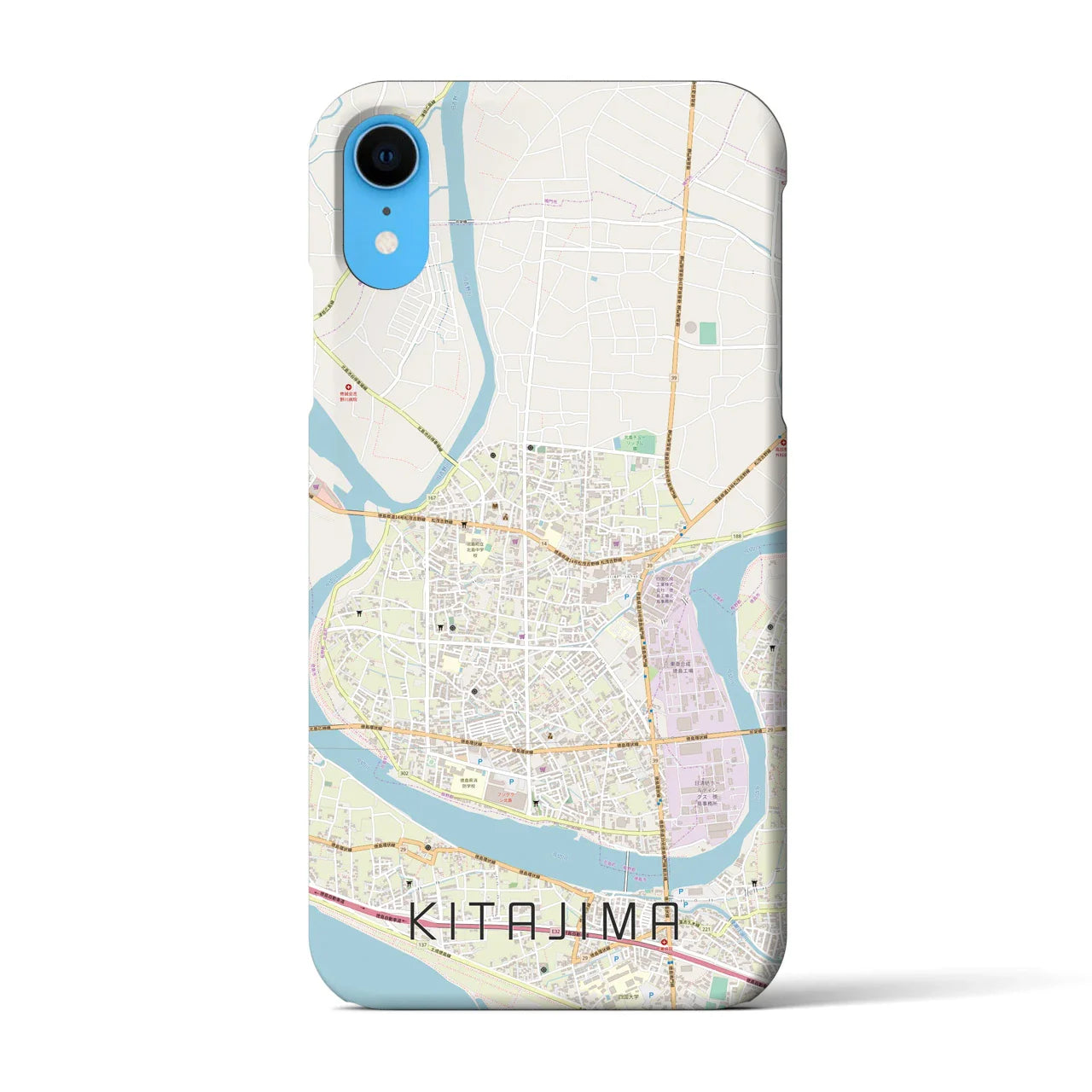 【北島(徳島県)】地図柄iPhoneケース(バックカバータイプ)
