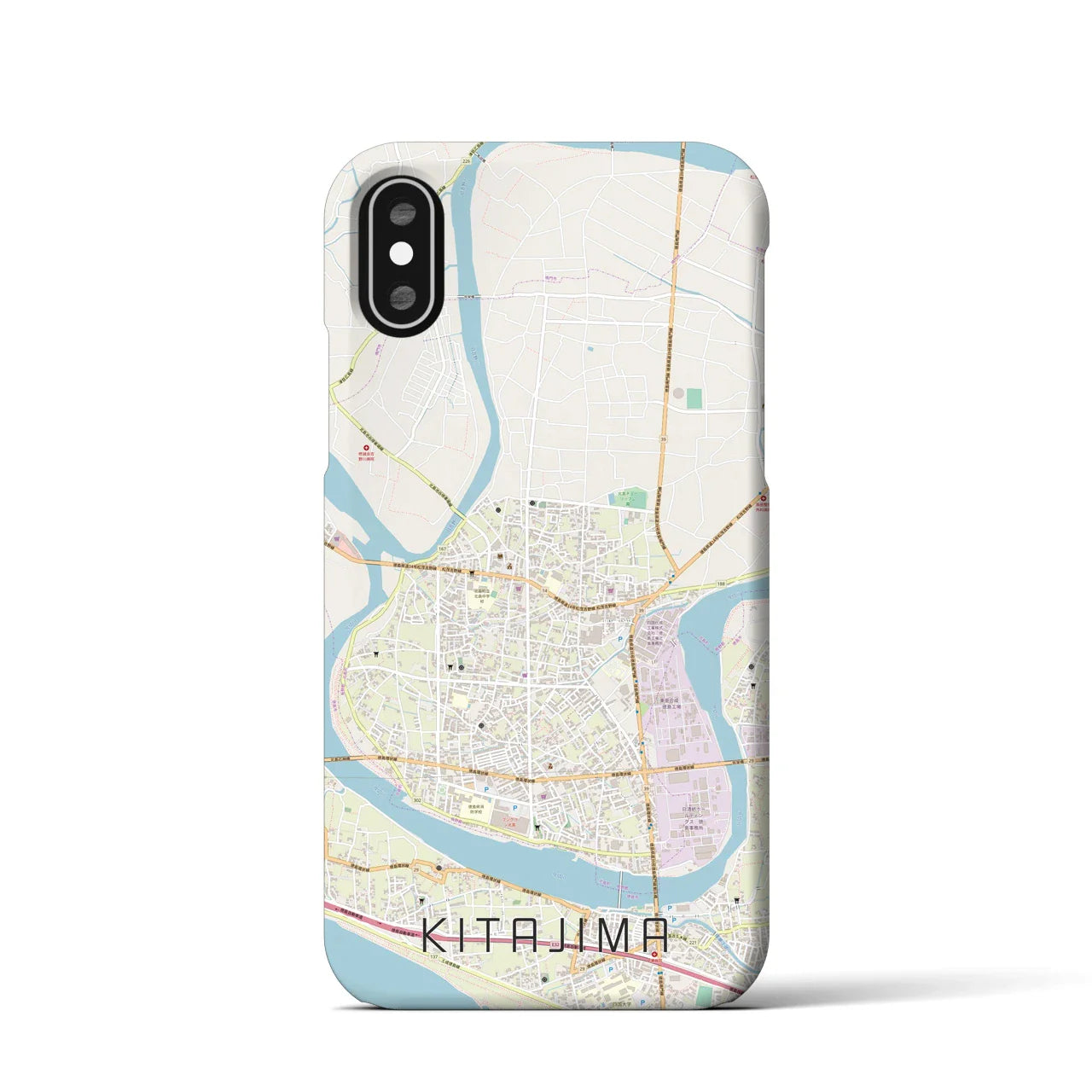 【北島(徳島県)】地図柄iPhoneケース(バックカバータイプ)