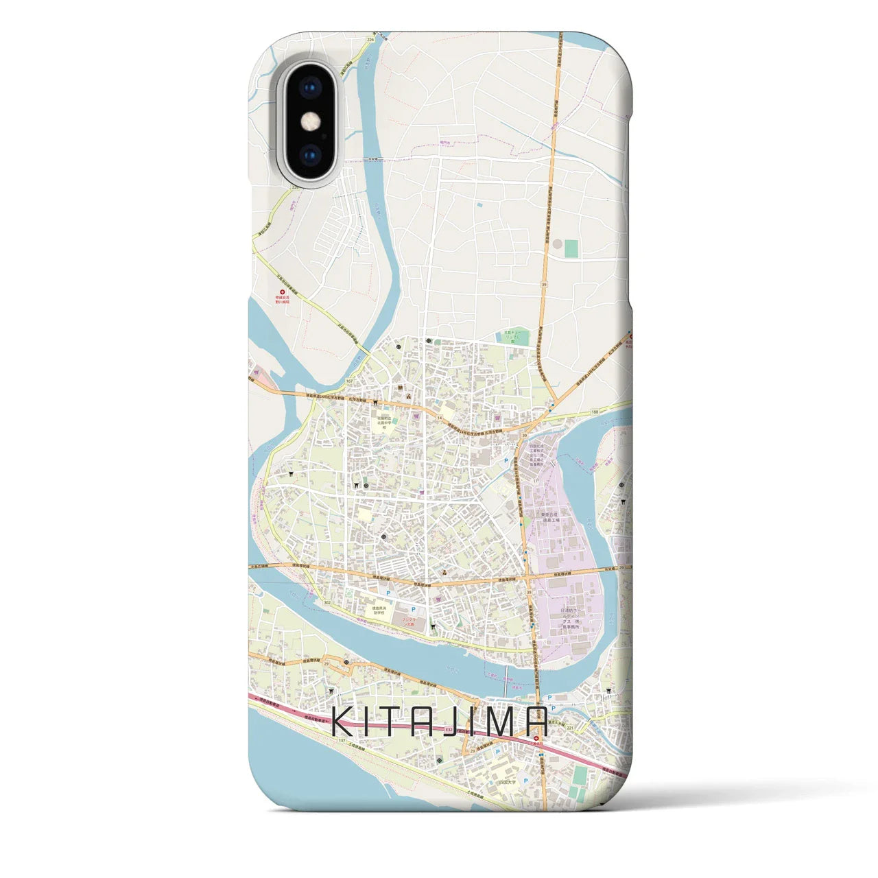 【北島(徳島県)】地図柄iPhoneケース(バックカバータイプ)