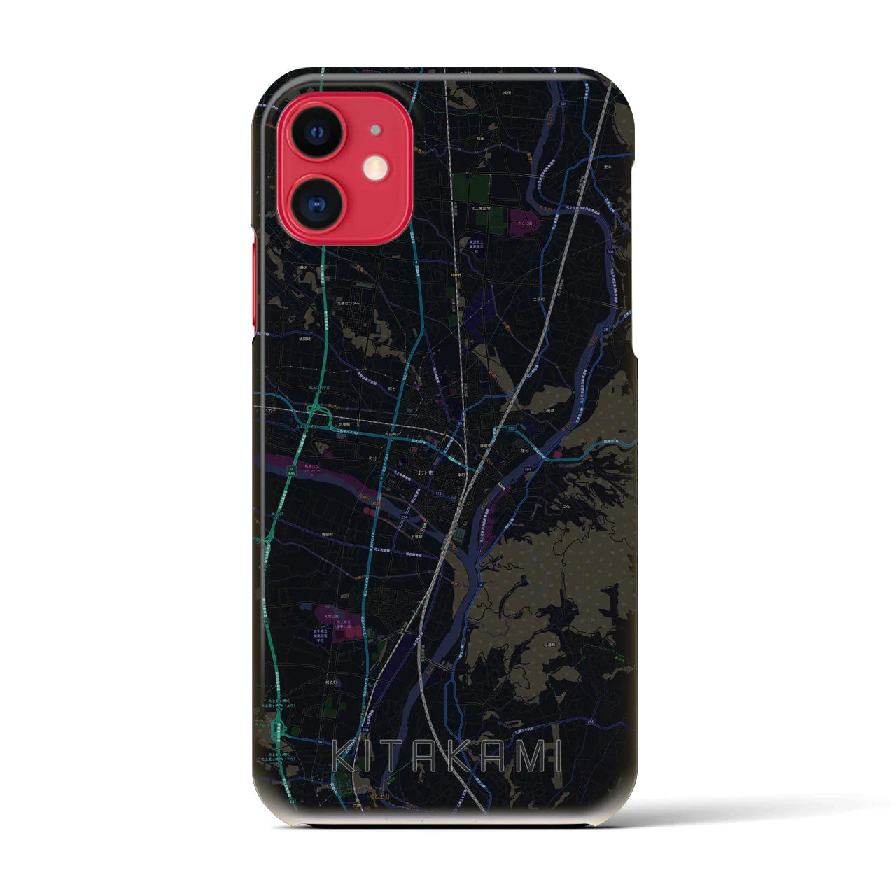 【北上(岩手県)】地図柄iPhoneケース(バックカバータイプ)