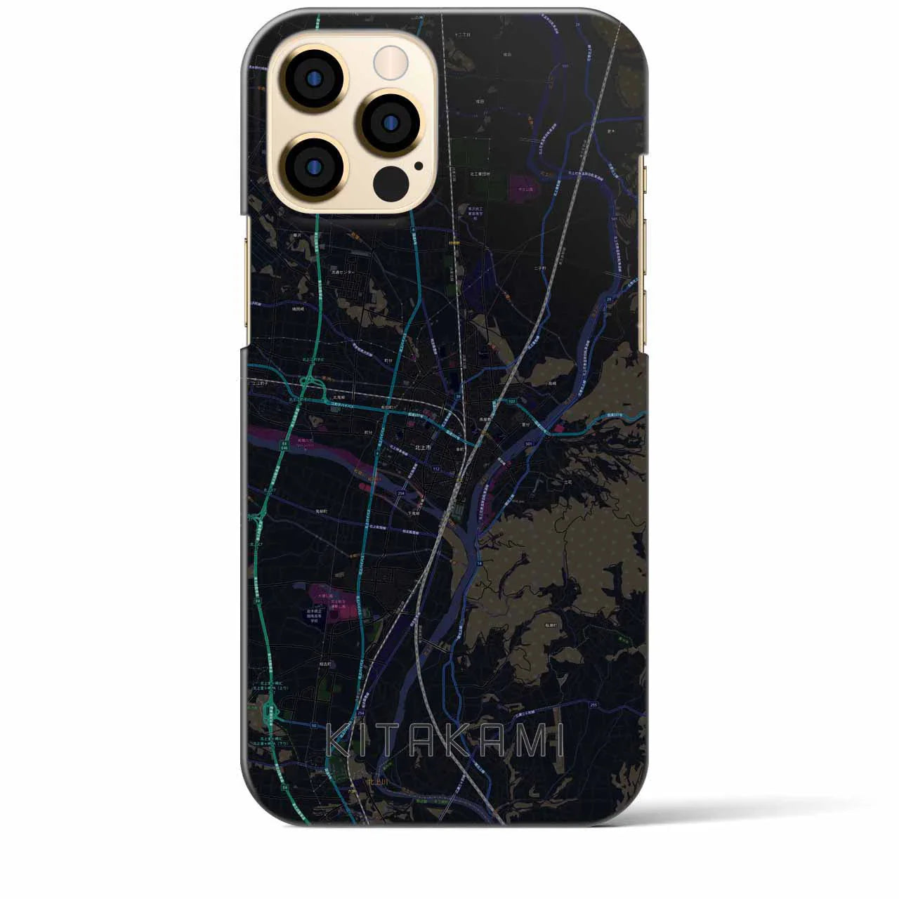 【北上(岩手県)】地図柄iPhoneケース(バックカバータイプ)