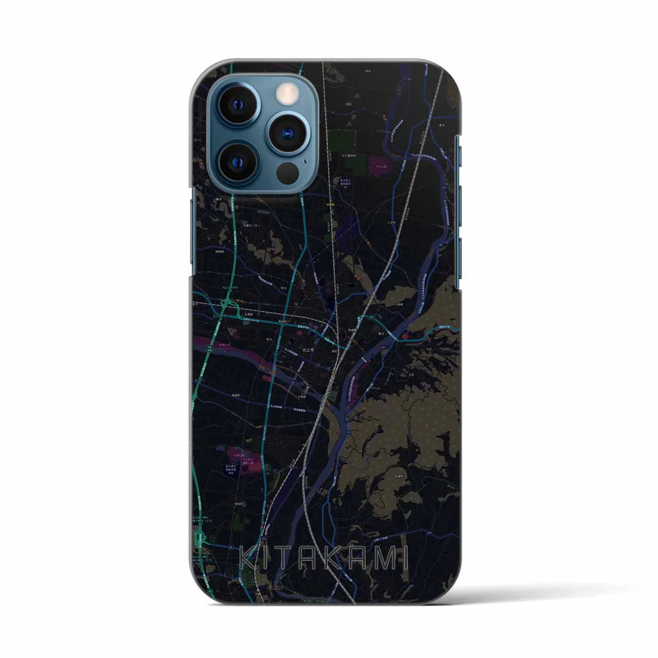 【北上(岩手県)】地図柄iPhoneケース(バックカバータイプ)