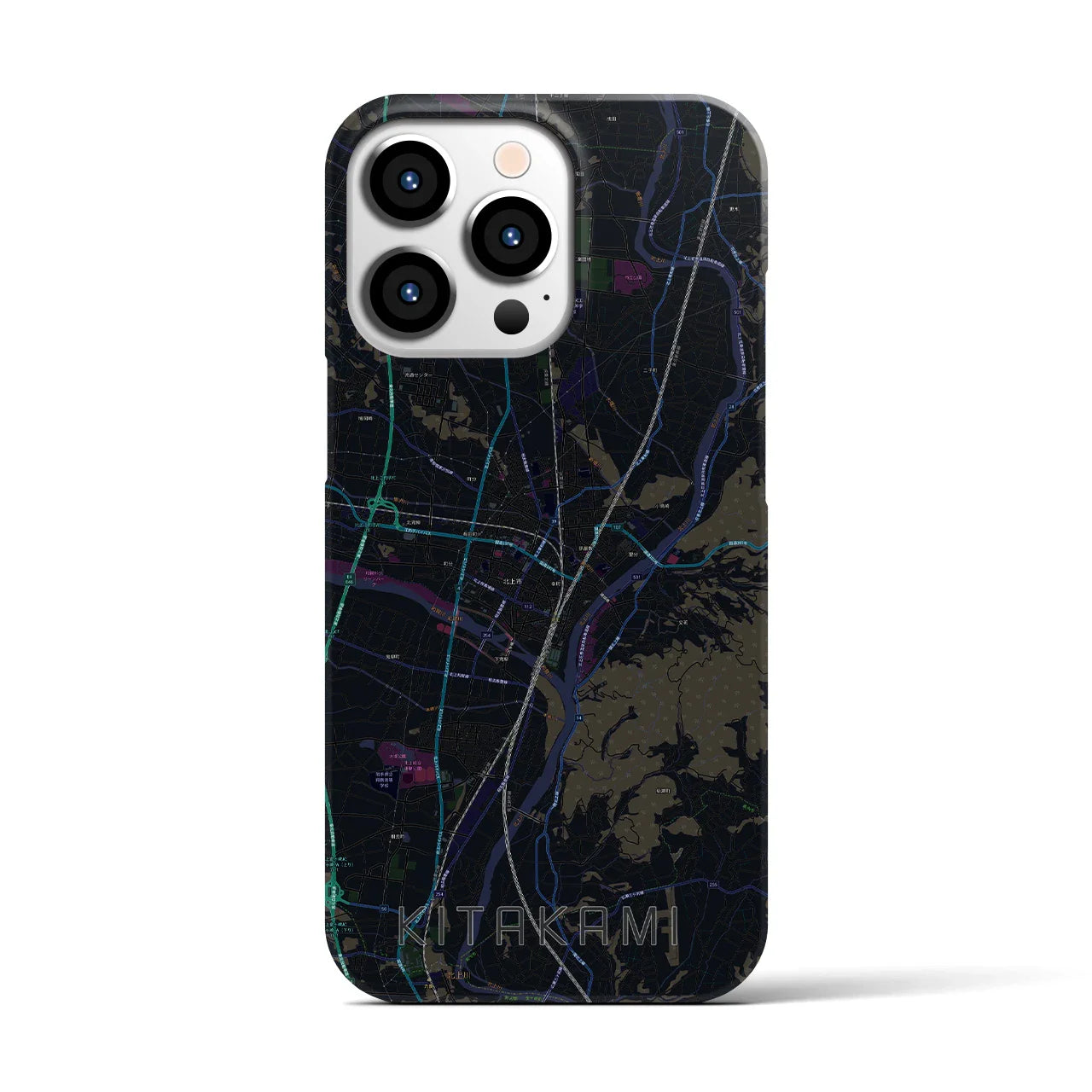 【北上(岩手県)】地図柄iPhoneケース(バックカバータイプ)