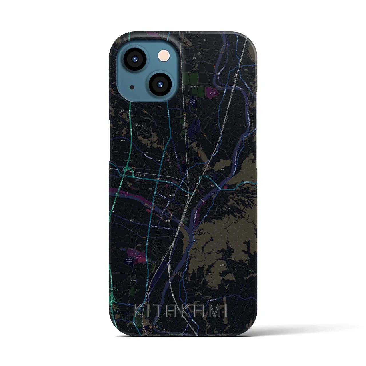 【北上(岩手県)】地図柄iPhoneケース(バックカバータイプ)