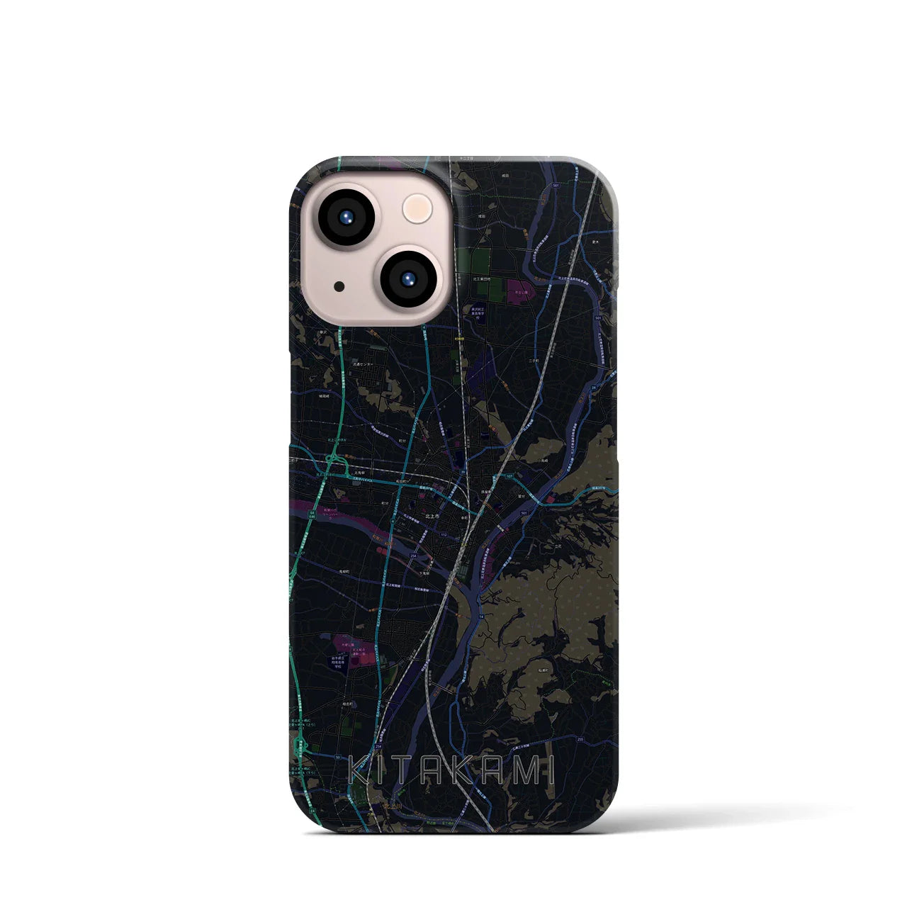 【北上(岩手県)】地図柄iPhoneケース(バックカバータイプ)