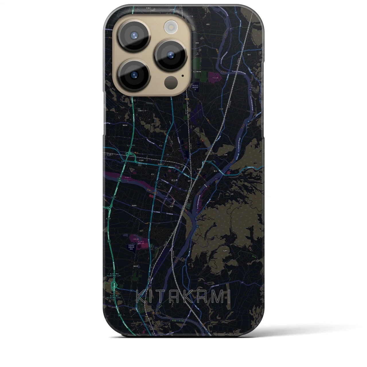 【北上(岩手県)】地図柄iPhoneケース(バックカバータイプ)