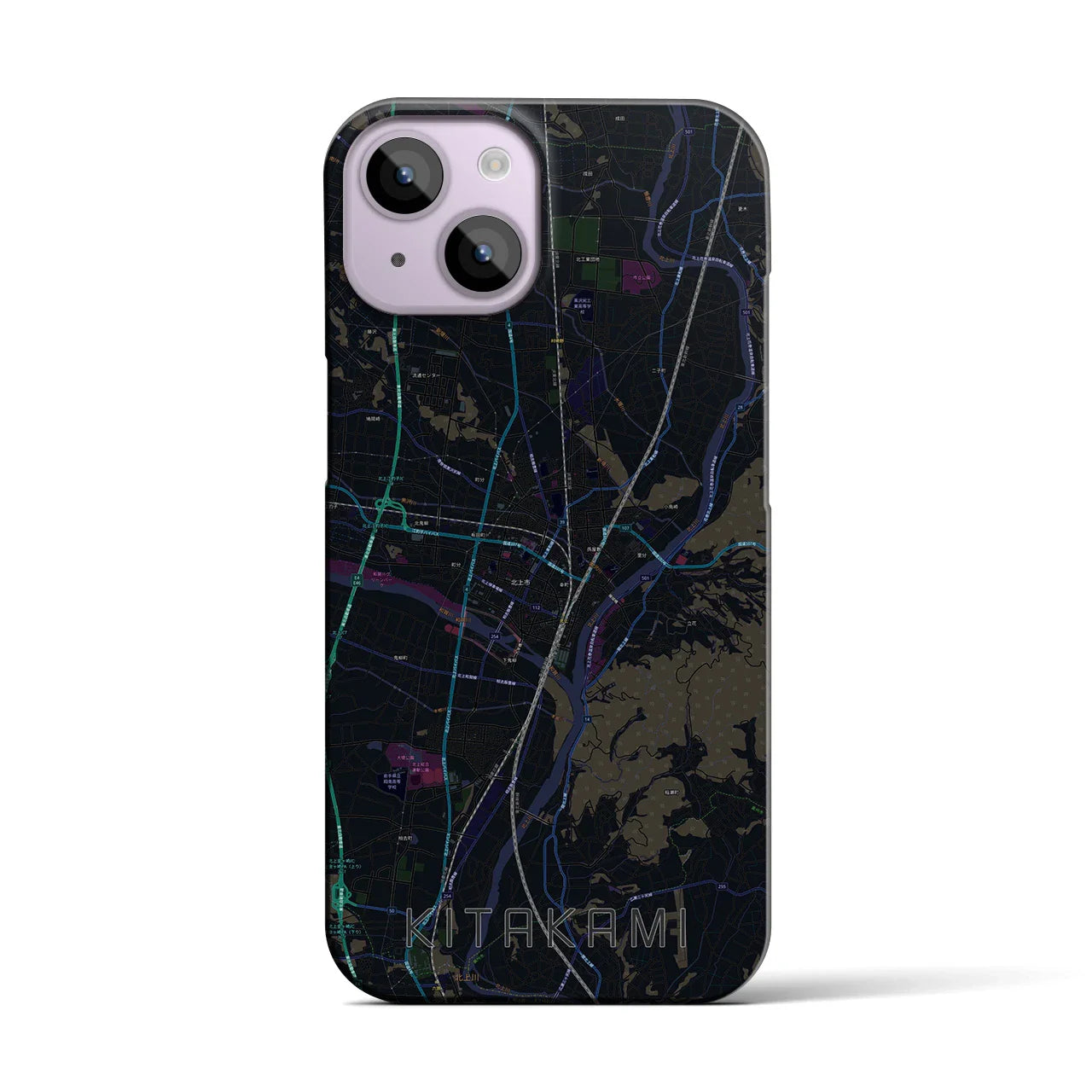 【北上(岩手県)】地図柄iPhoneケース(バックカバータイプ)