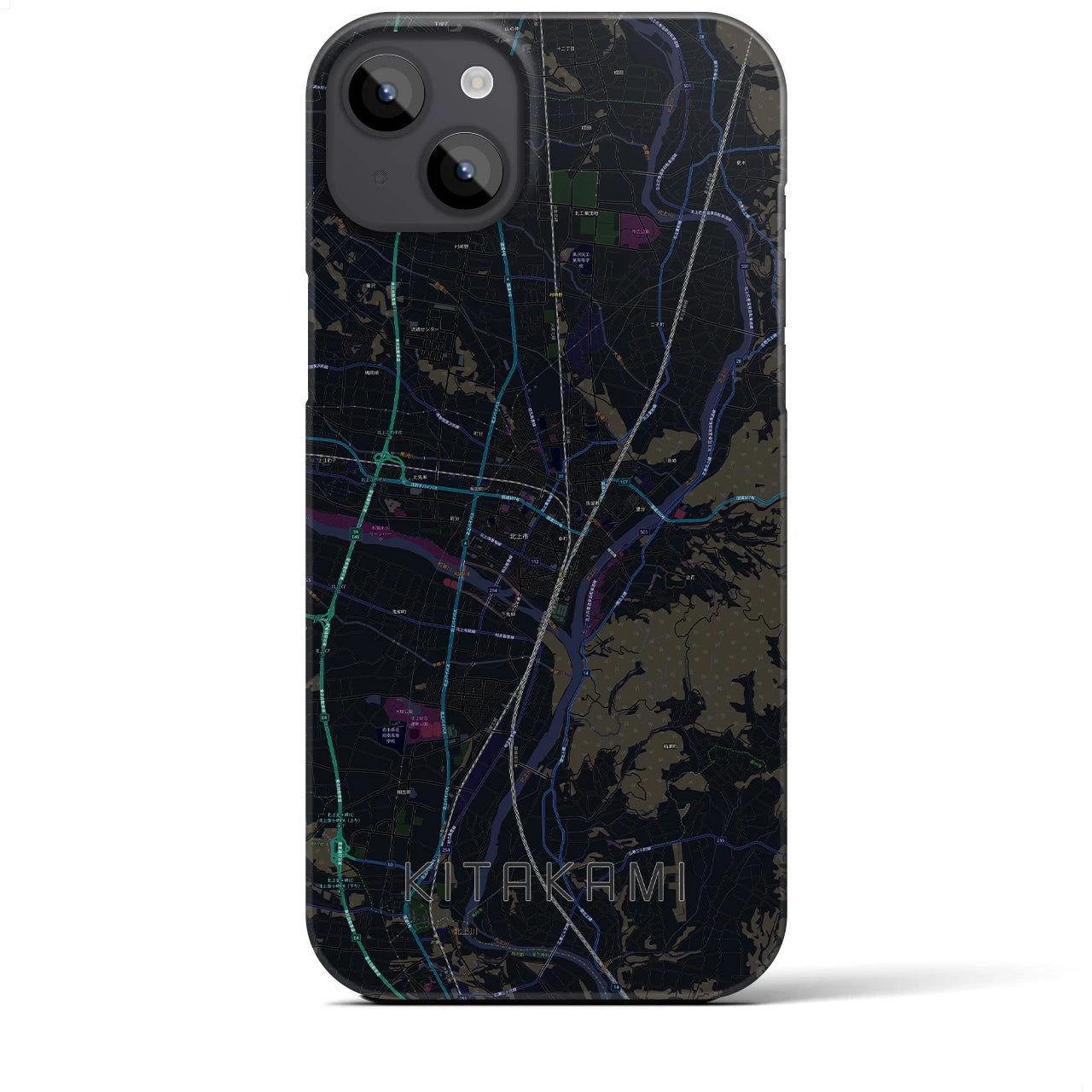 【北上(岩手県)】地図柄iPhoneケース(バックカバータイプ)