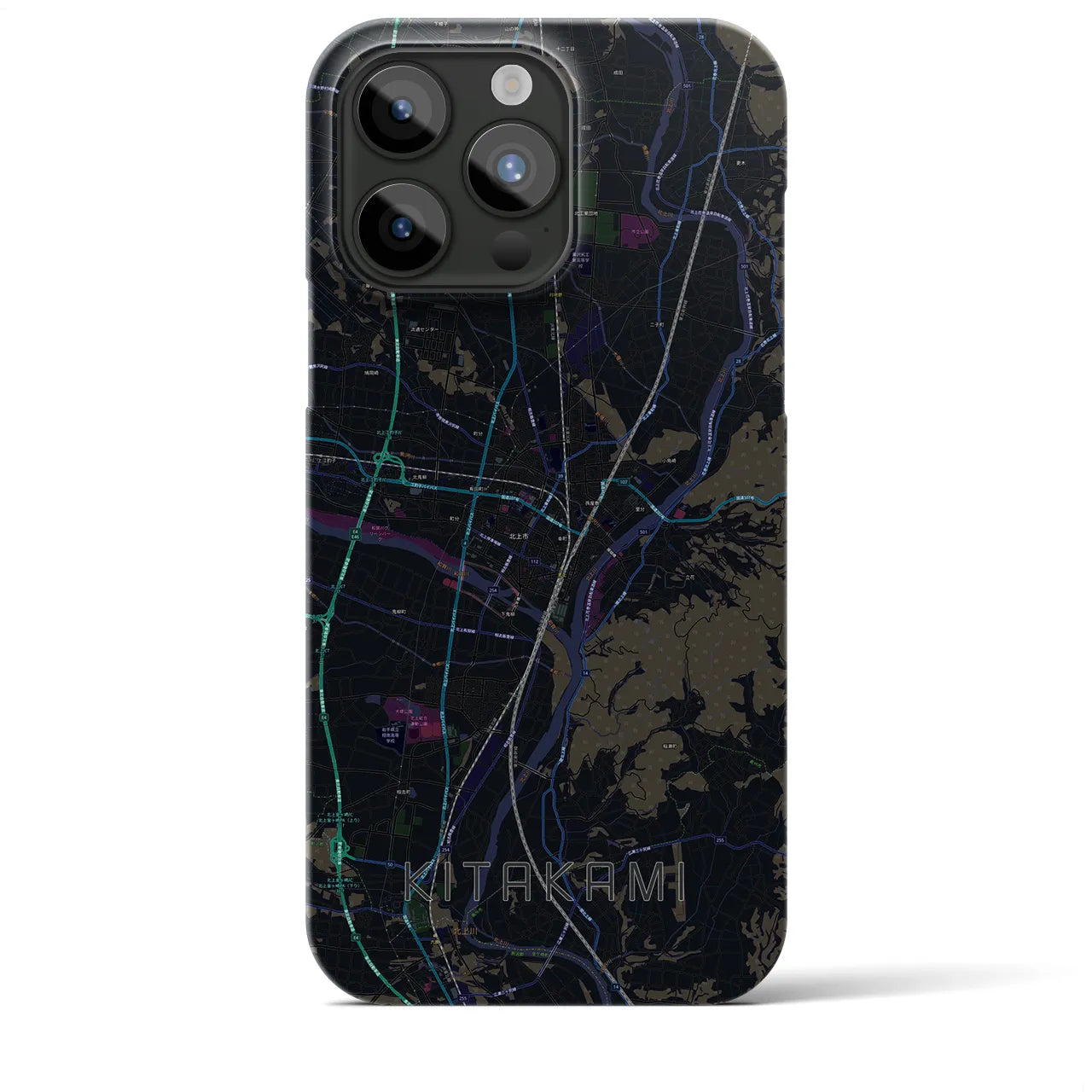 【北上(岩手県)】地図柄iPhoneケース(バックカバータイプ)