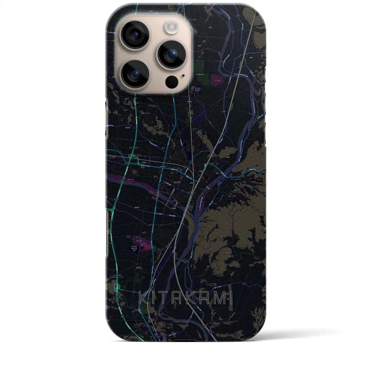 【北上(岩手県)】地図柄iPhoneケース(バックカバータイプ)