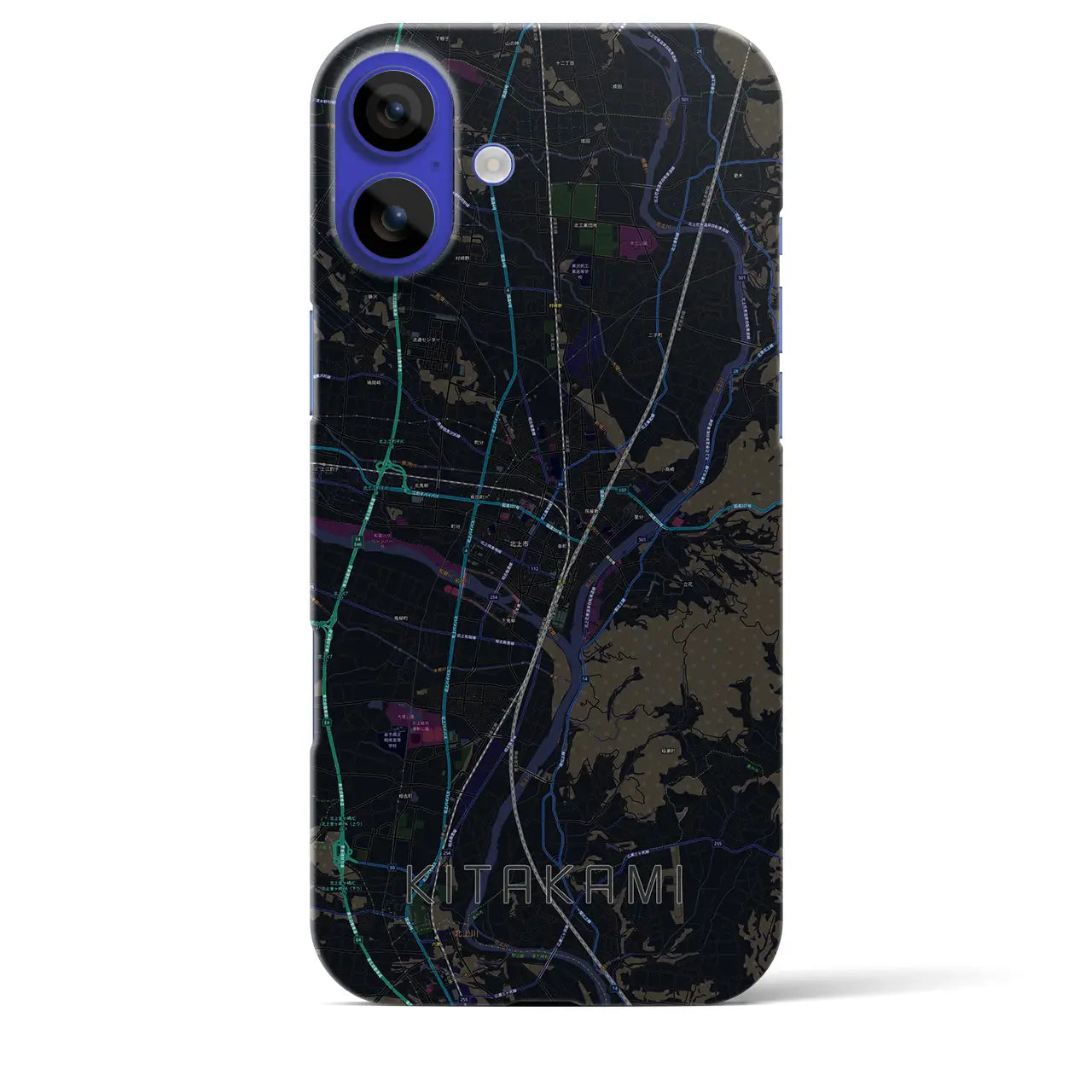 【北上(岩手県)】地図柄iPhoneケース(バックカバータイプ)