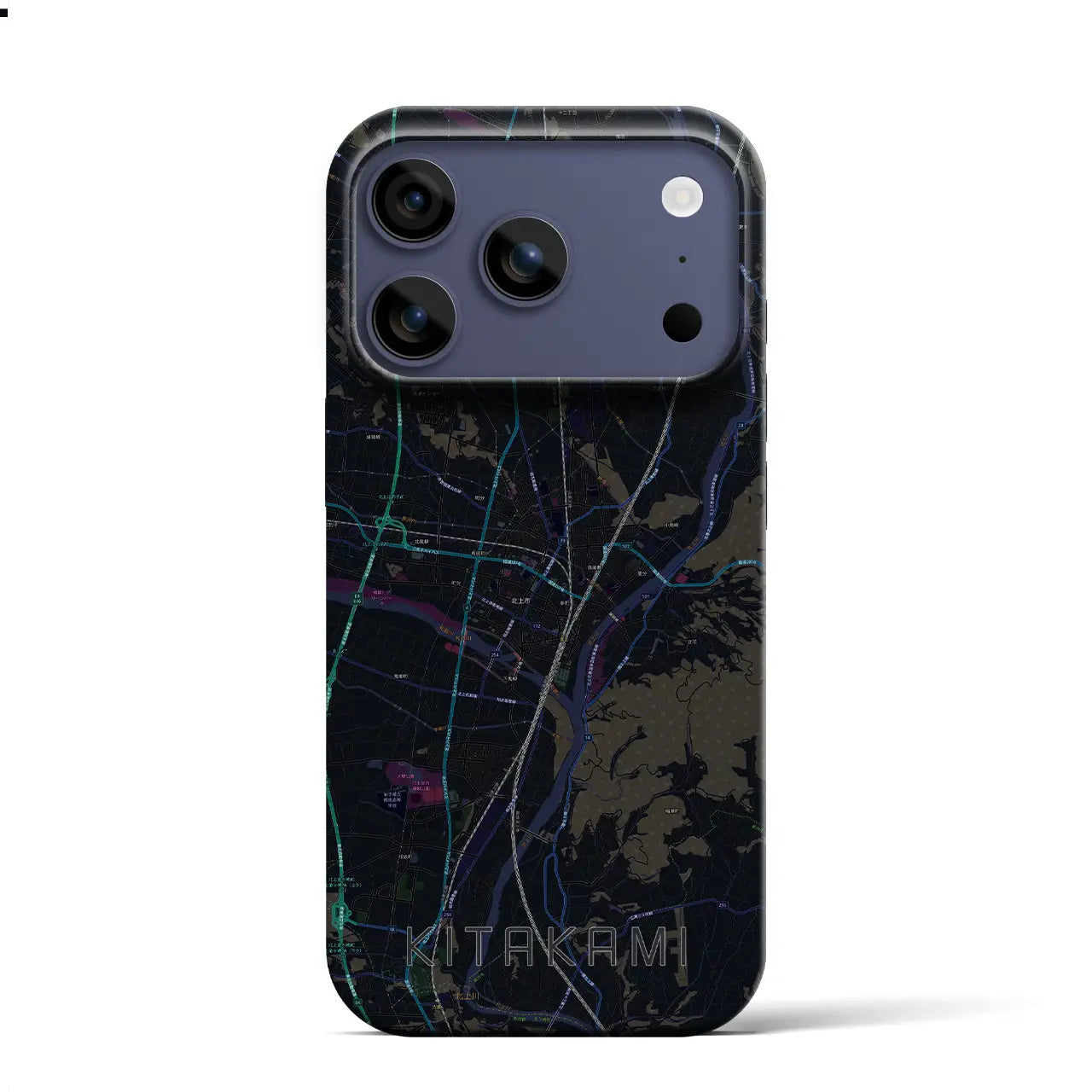 【北上(岩手県)】地図柄iPhoneケース(バックカバータイプ)