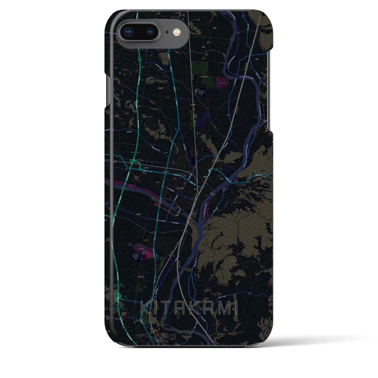 【北上(岩手県)】地図柄iPhoneケース(バックカバータイプ)