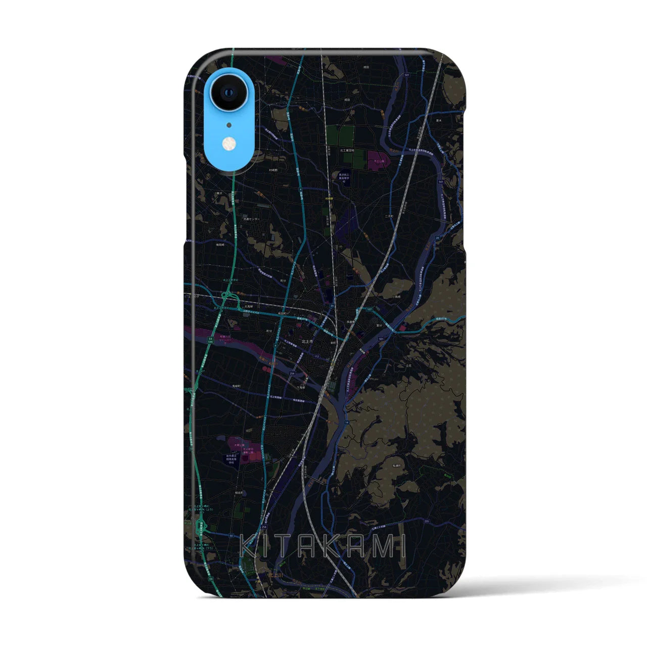 【北上(岩手県)】地図柄iPhoneケース(バックカバータイプ)