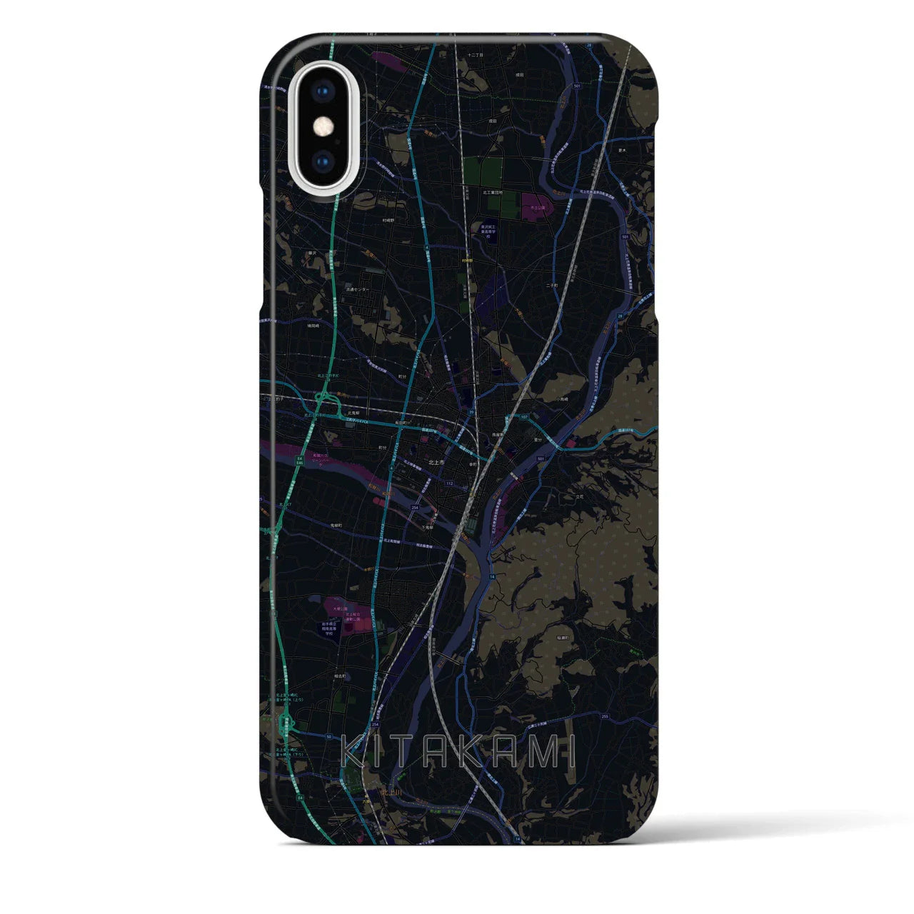 【北上(岩手県)】地図柄iPhoneケース(バックカバータイプ)