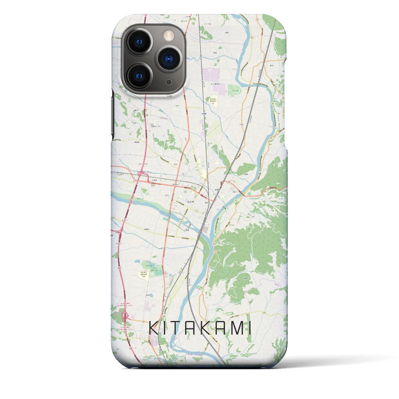 【北上(岩手県)】地図柄iPhoneケース(バックカバータイプ)