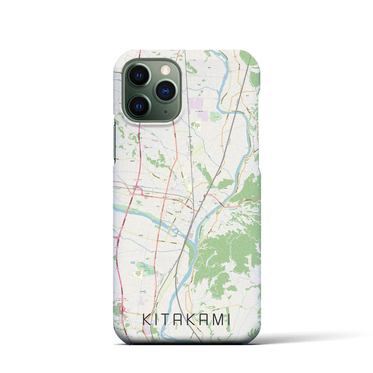 【北上(岩手県)】地図柄iPhoneケース(バックカバータイプ)