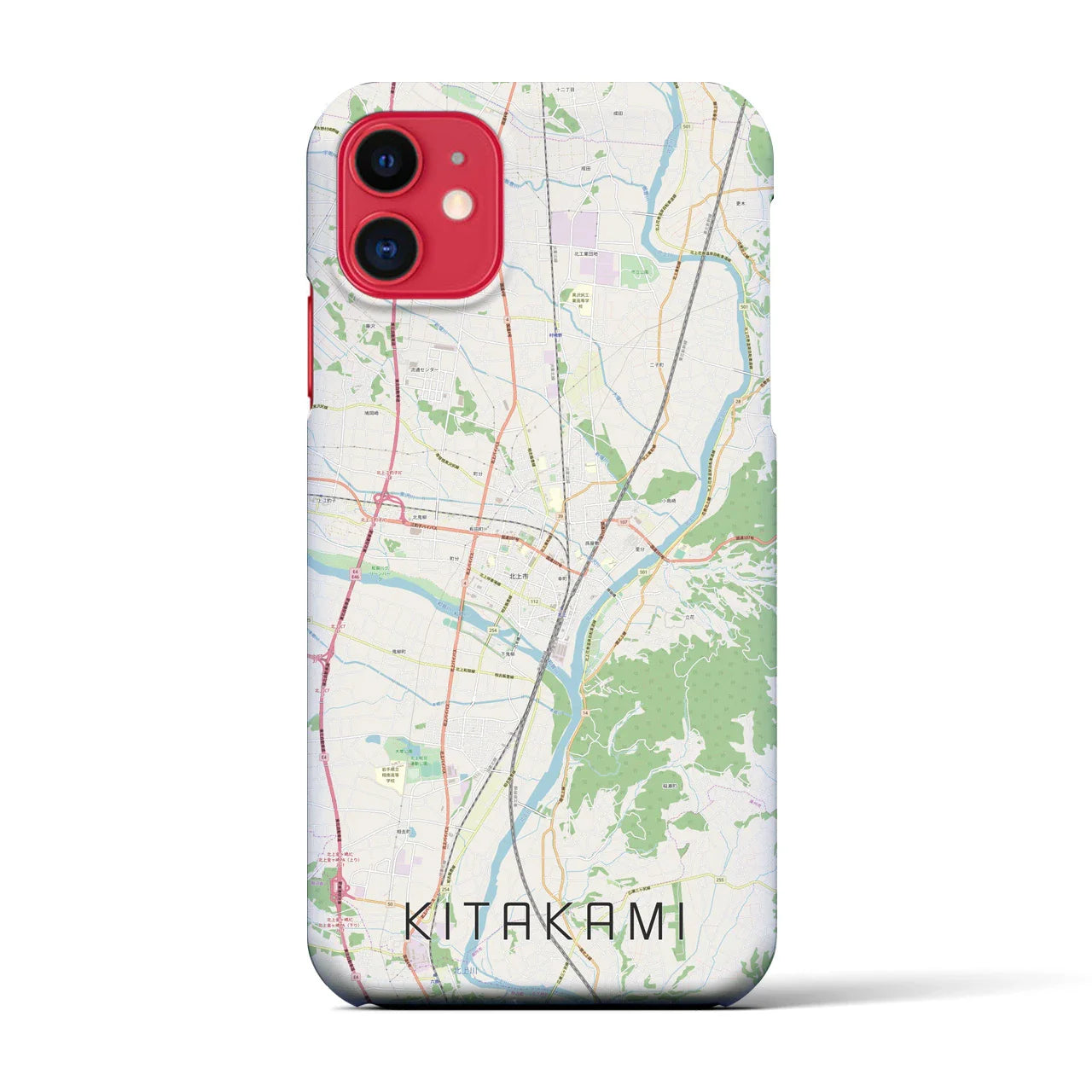 【北上(岩手県)】地図柄iPhoneケース(バックカバータイプ)