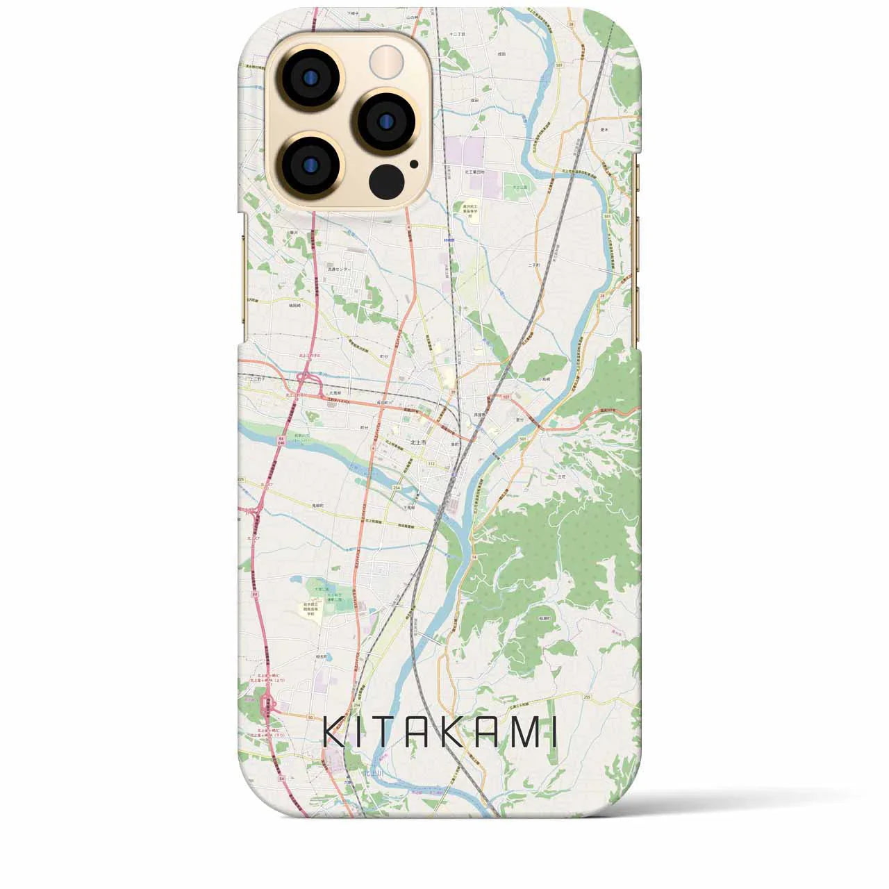 【北上(岩手県)】地図柄iPhoneケース(バックカバータイプ)