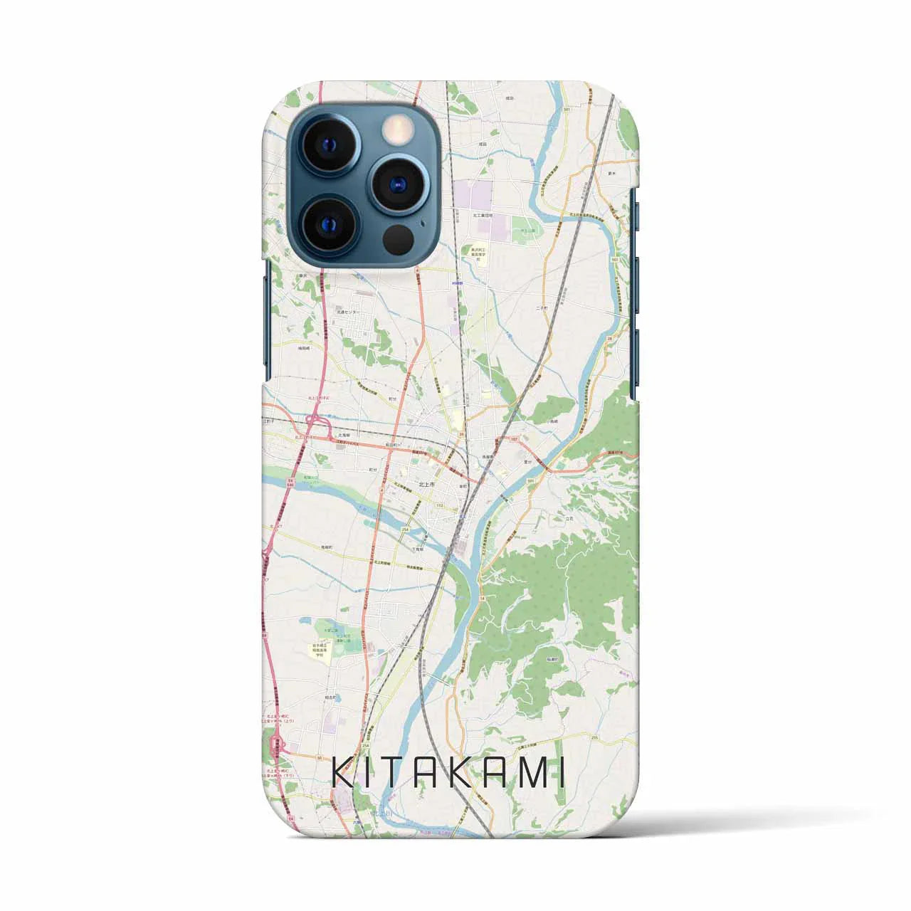 【北上(岩手県)】地図柄iPhoneケース(バックカバータイプ)