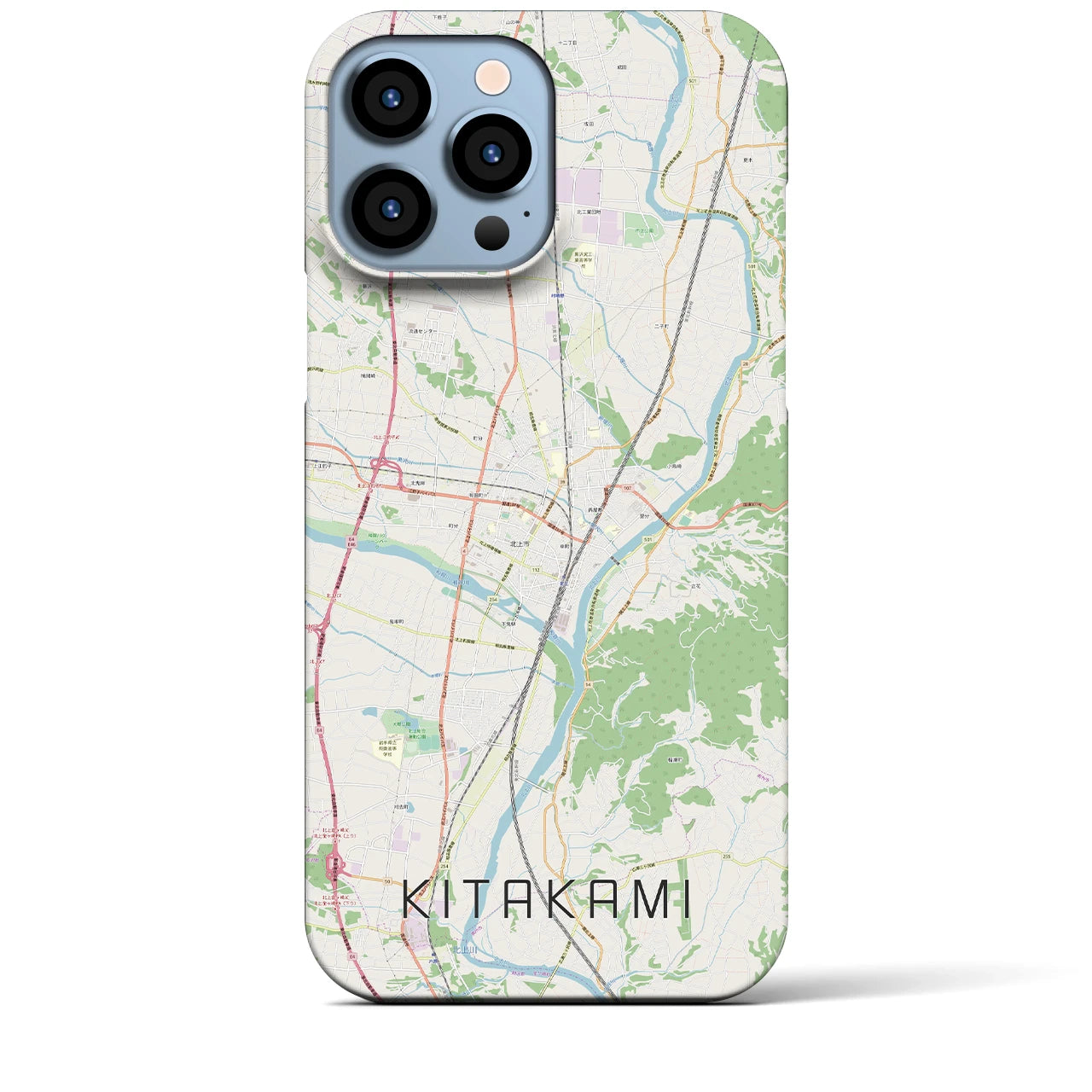 【北上(岩手県)】地図柄iPhoneケース(バックカバータイプ)