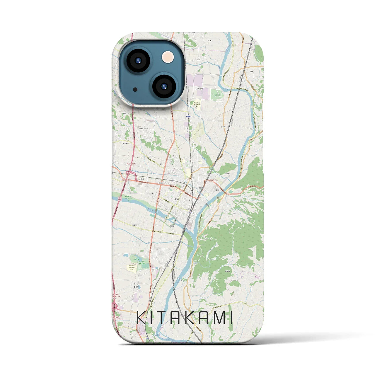 【北上(岩手県)】地図柄iPhoneケース(バックカバータイプ)