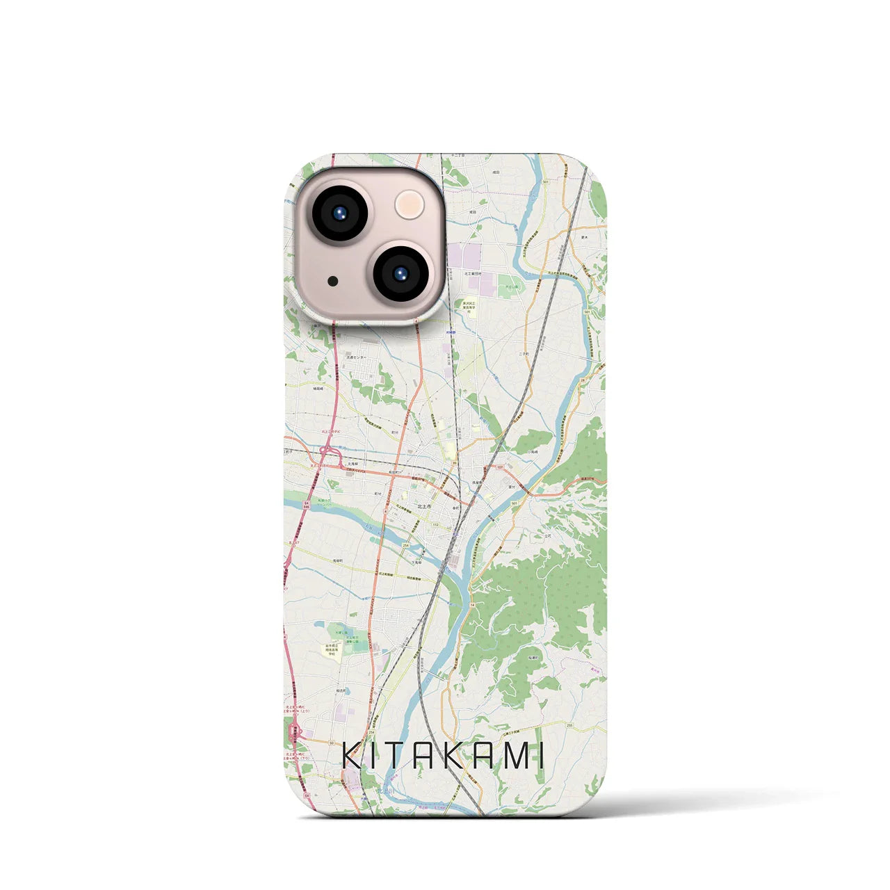 【北上(岩手県)】地図柄iPhoneケース(バックカバータイプ)