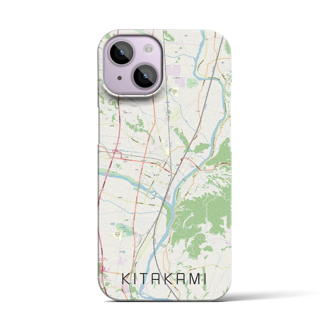 【北上(岩手県)】地図柄iPhoneケース(バックカバータイプ)