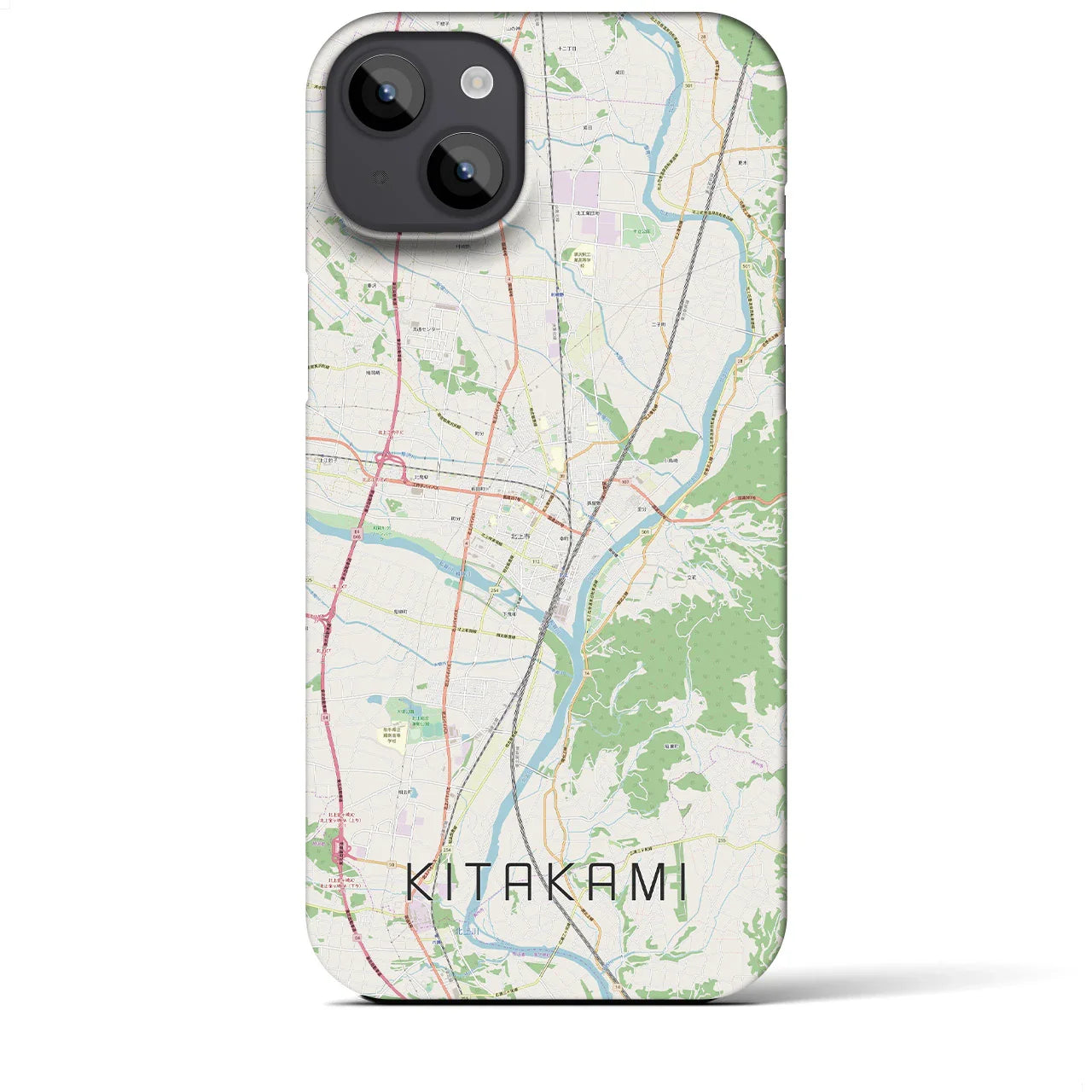 【北上(岩手県)】地図柄iPhoneケース(バックカバータイプ)