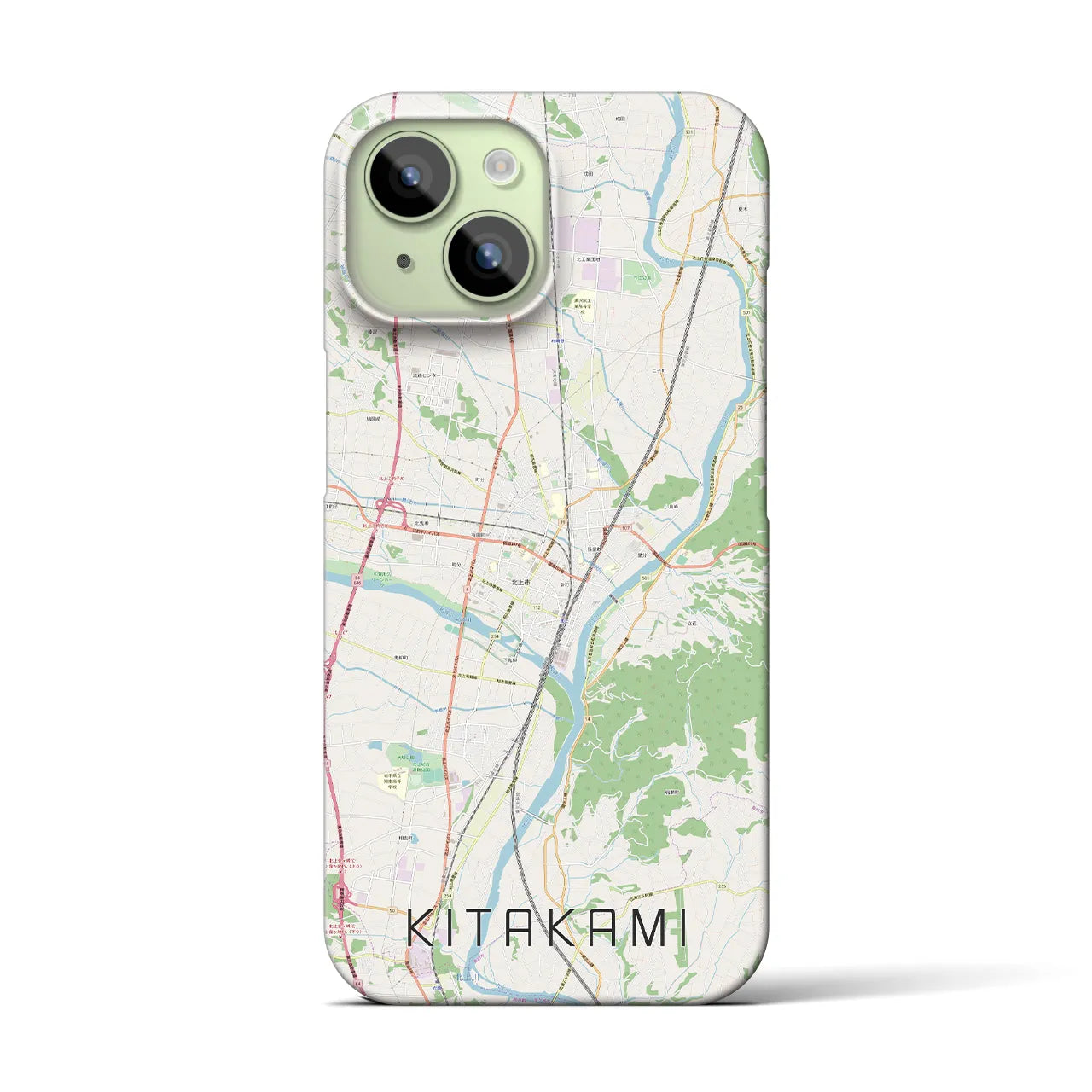 【北上(岩手県)】地図柄iPhoneケース(バックカバータイプ)
