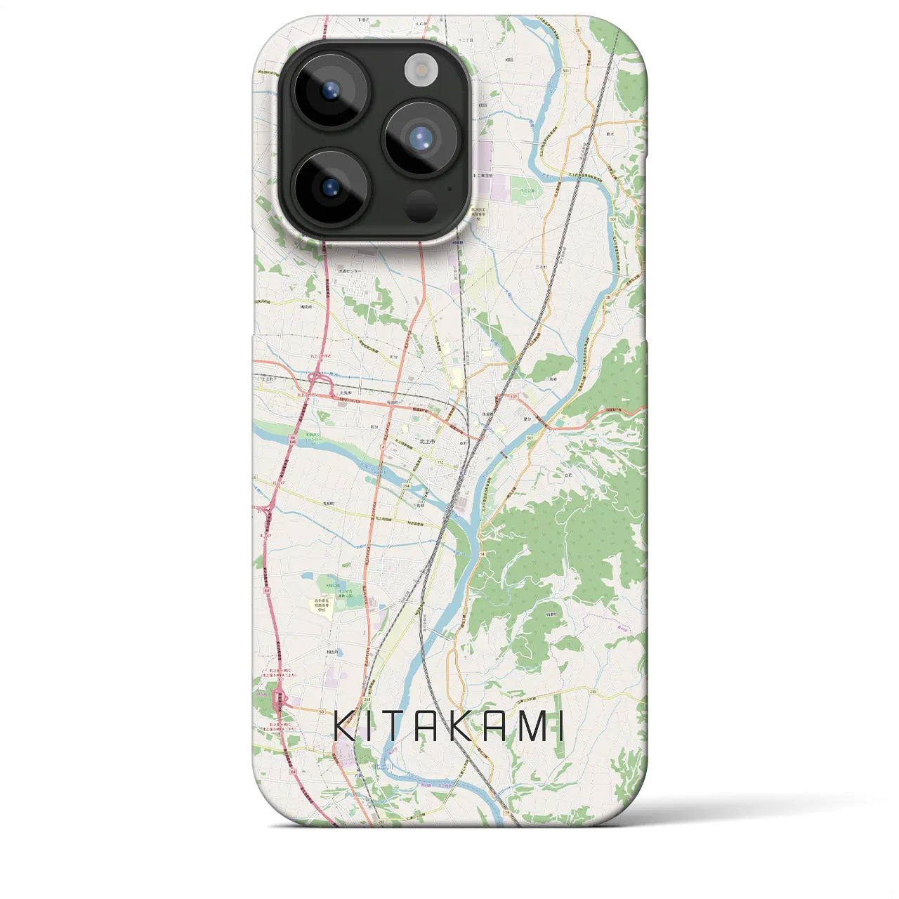【北上(岩手県)】地図柄iPhoneケース(バックカバータイプ)