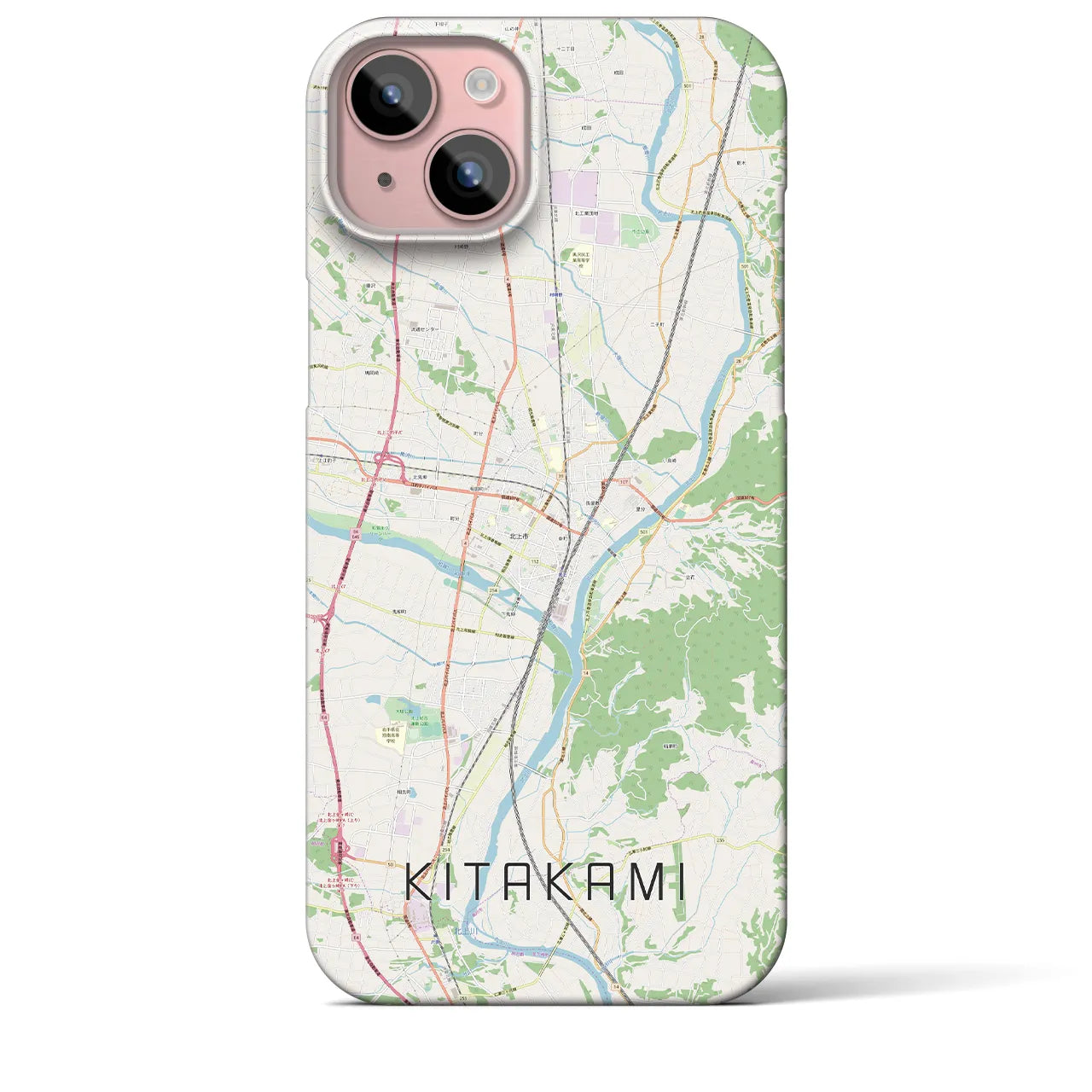 【北上(岩手県)】地図柄iPhoneケース(バックカバータイプ)