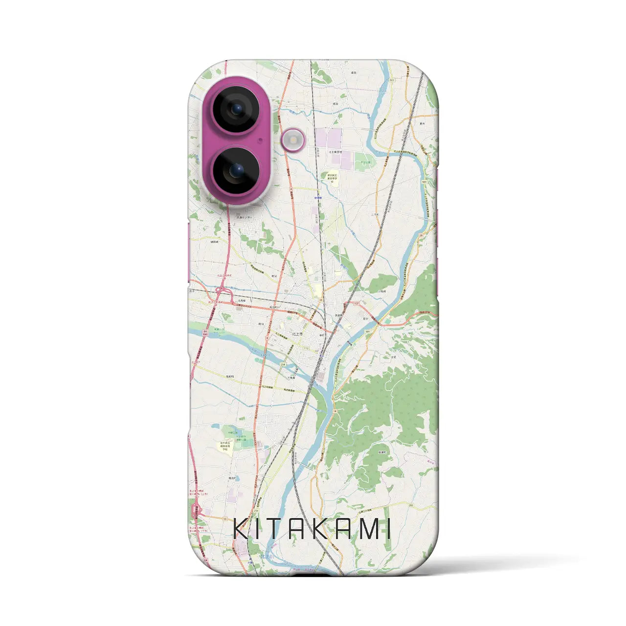 【北上(岩手県)】地図柄iPhoneケース(バックカバータイプ)