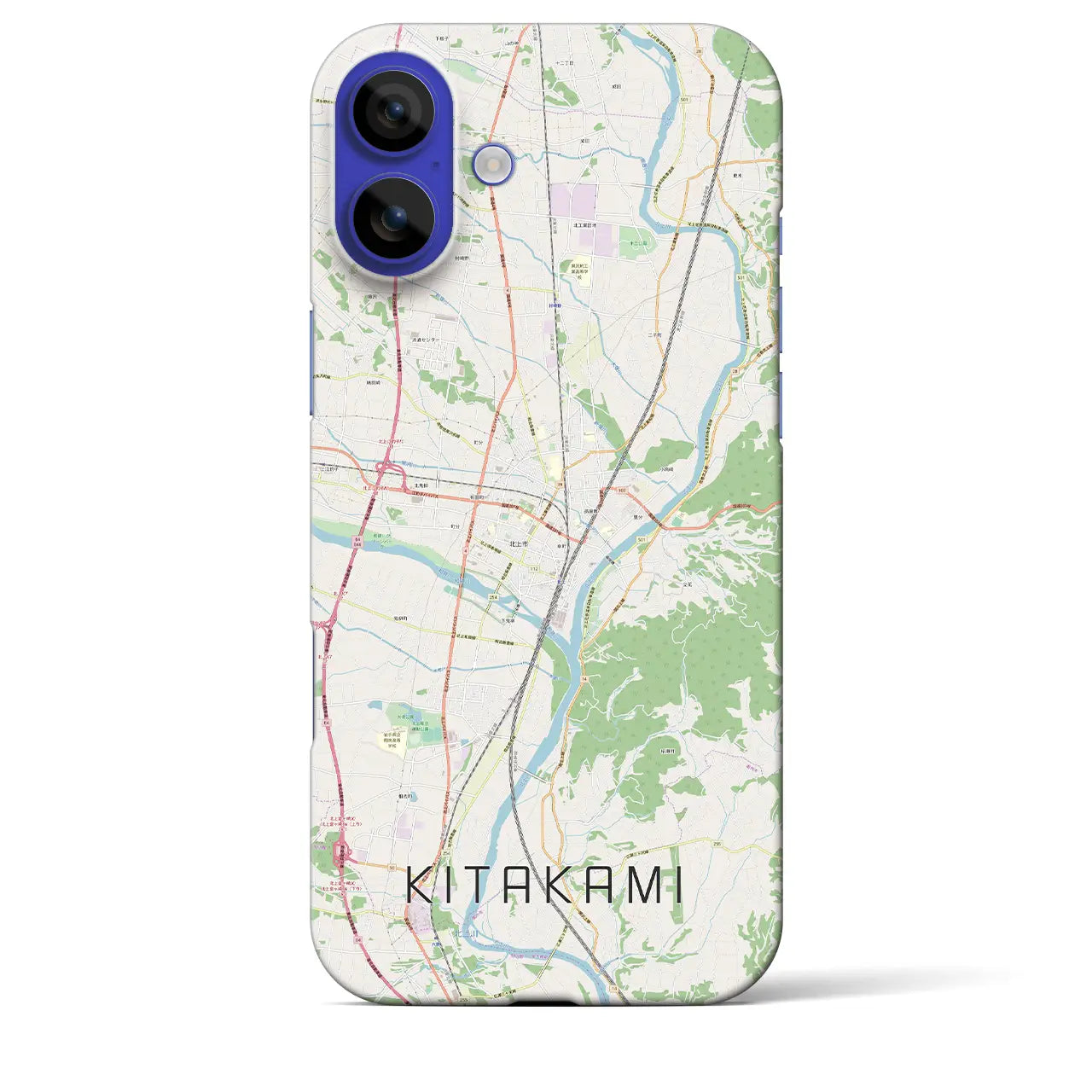 【北上(岩手県)】地図柄iPhoneケース(バックカバータイプ)