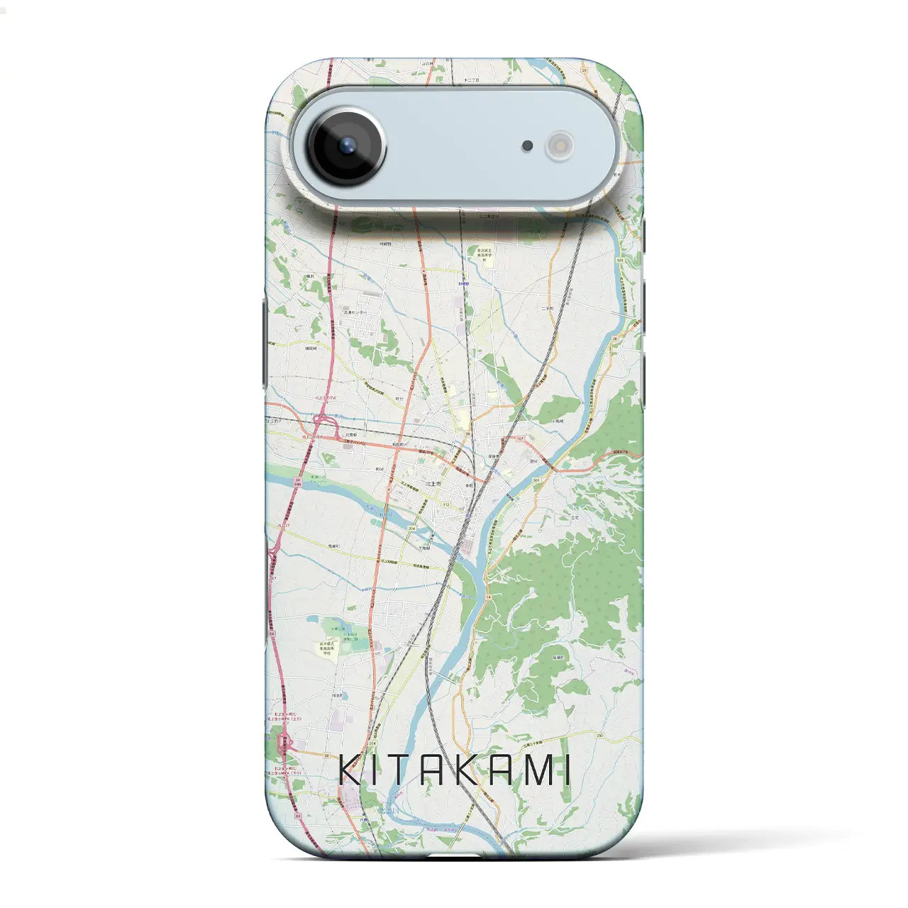 【北上(岩手県)】地図柄iPhoneケース(バックカバータイプ)