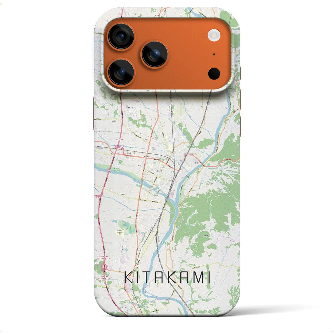 【北上(岩手県)】地図柄iPhoneケース(バックカバータイプ)ナチュラル・iPhone 17 Pro Max 用