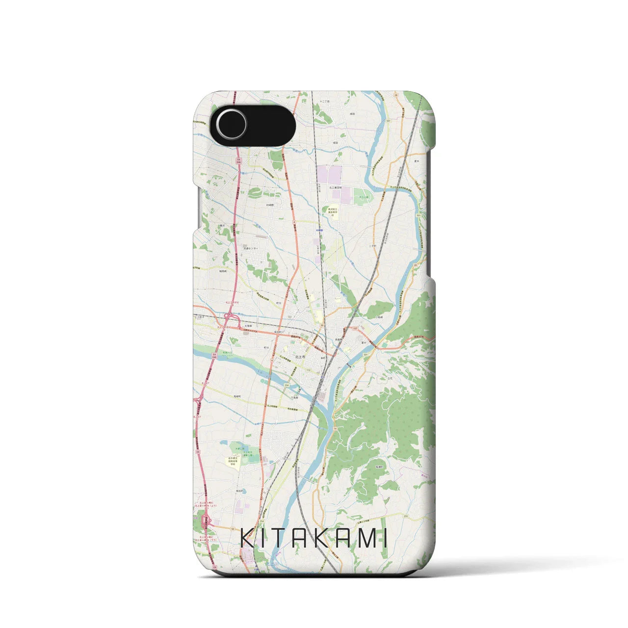 【北上(岩手県)】地図柄iPhoneケース(バックカバータイプ)