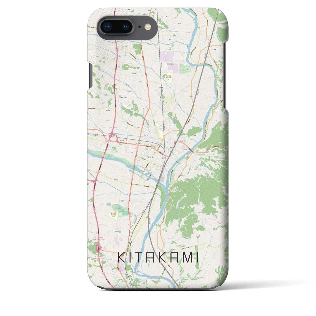 【北上(岩手県)】地図柄iPhoneケース(バックカバータイプ)
