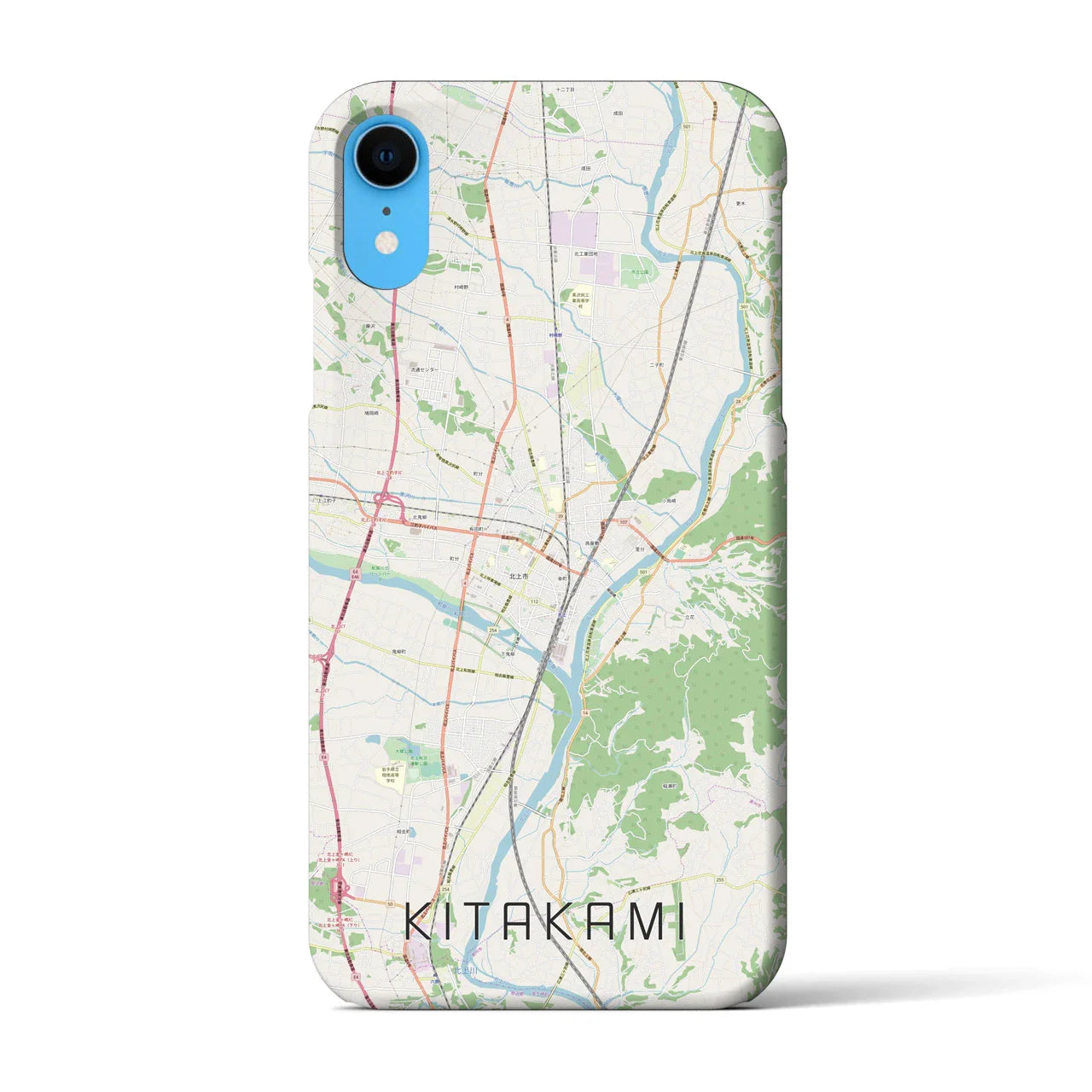 【北上(岩手県)】地図柄iPhoneケース(バックカバータイプ)