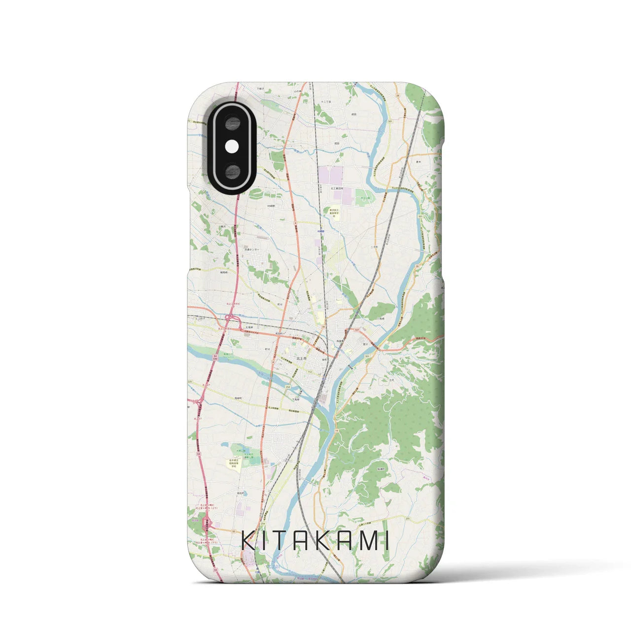 【北上(岩手県)】地図柄iPhoneケース(バックカバータイプ)