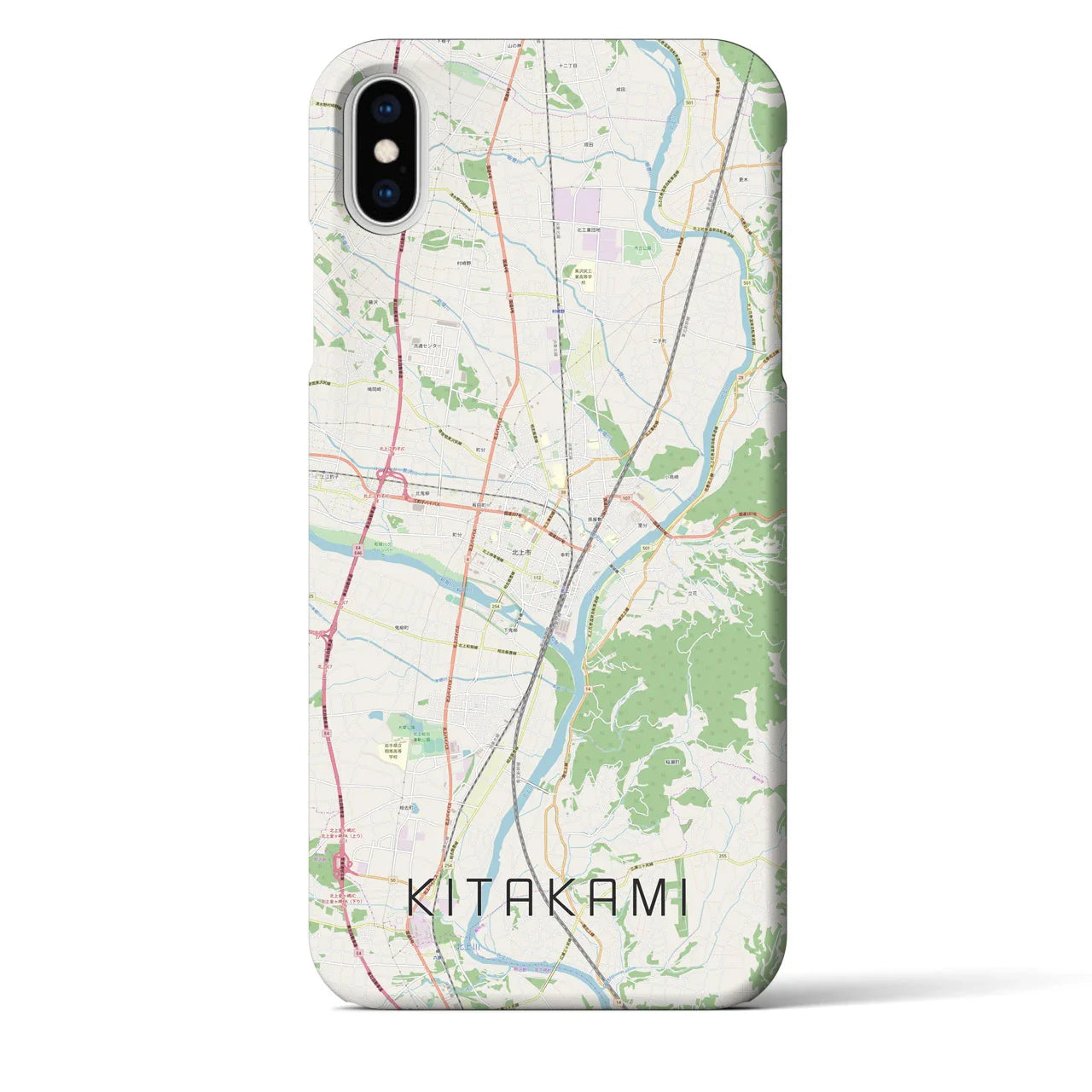 【北上(岩手県)】地図柄iPhoneケース(バックカバータイプ)