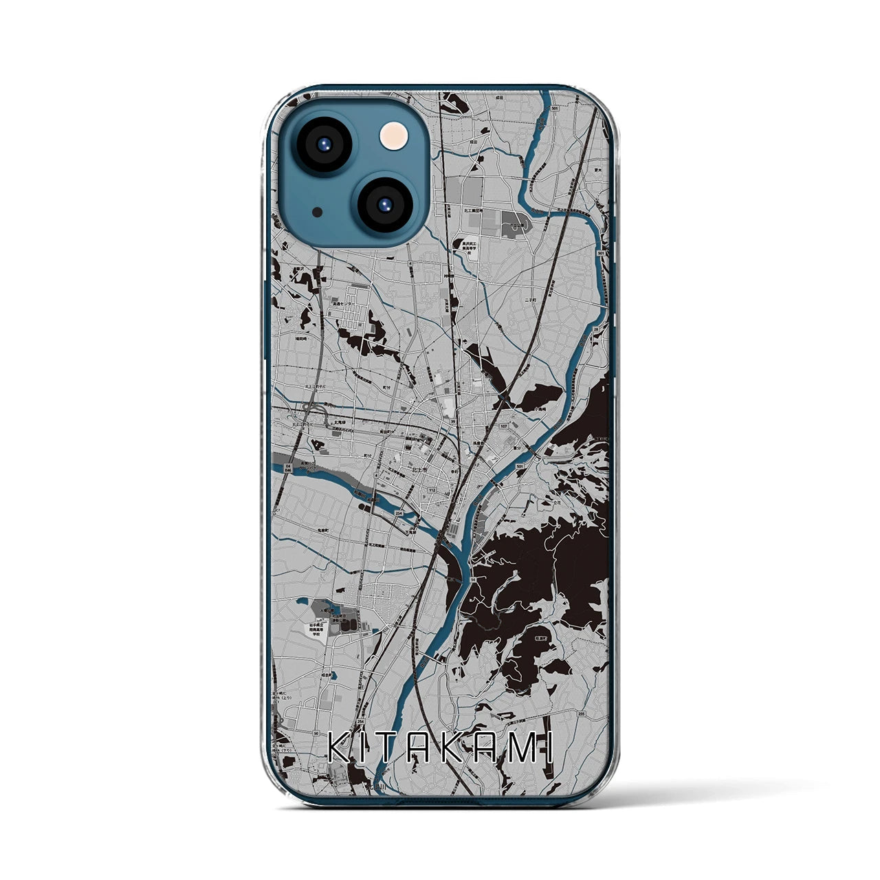 【北上(岩手県)】地図柄iPhoneケース(クリアタイプ)