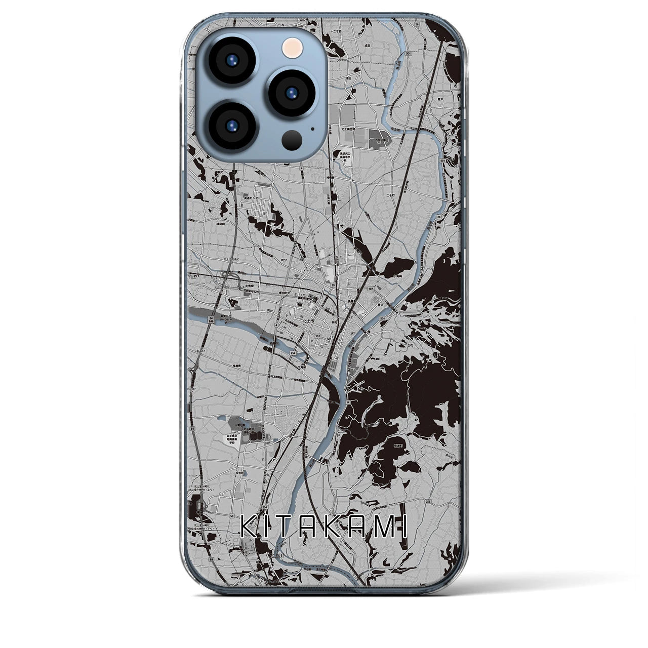 【北上(岩手県)】地図柄iPhoneケース(クリアタイプ)