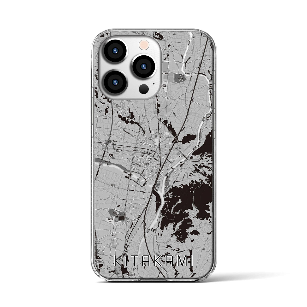 【北上(岩手県)】地図柄iPhoneケース(クリアタイプ)