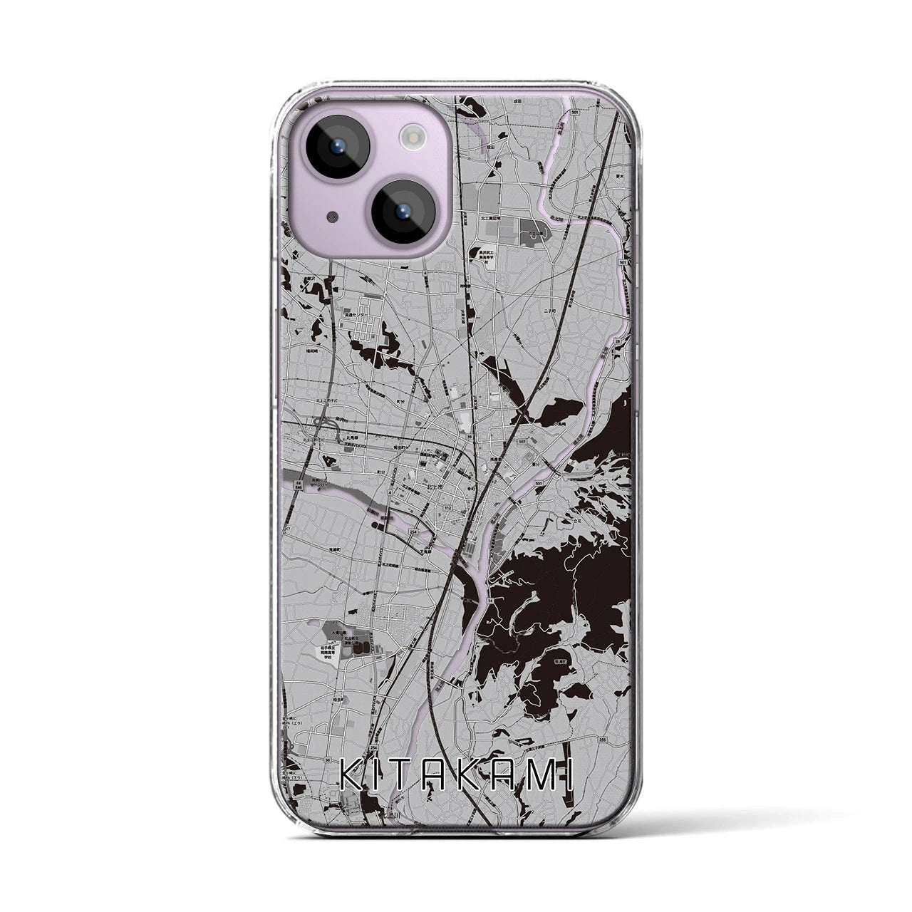 【北上(岩手県)】地図柄iPhoneケース(クリアタイプ)