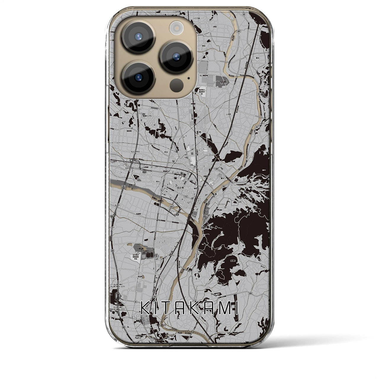 【北上(岩手県)】地図柄iPhoneケース(クリアタイプ)