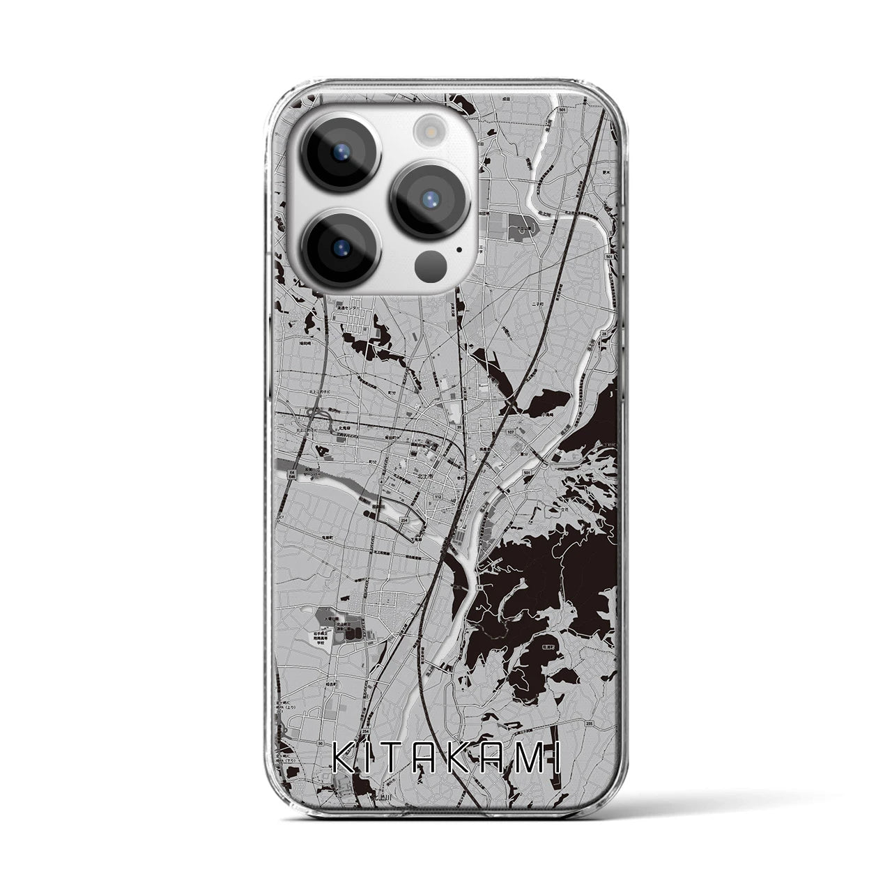 【北上(岩手県)】地図柄iPhoneケース(クリアタイプ)