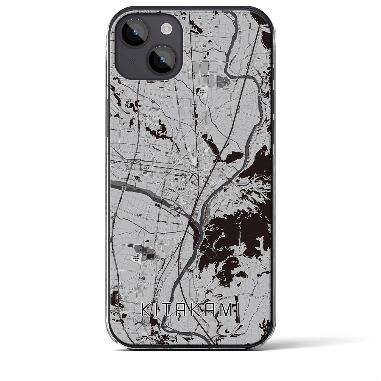 【北上(岩手県)】地図柄iPhoneケース(クリアタイプ)