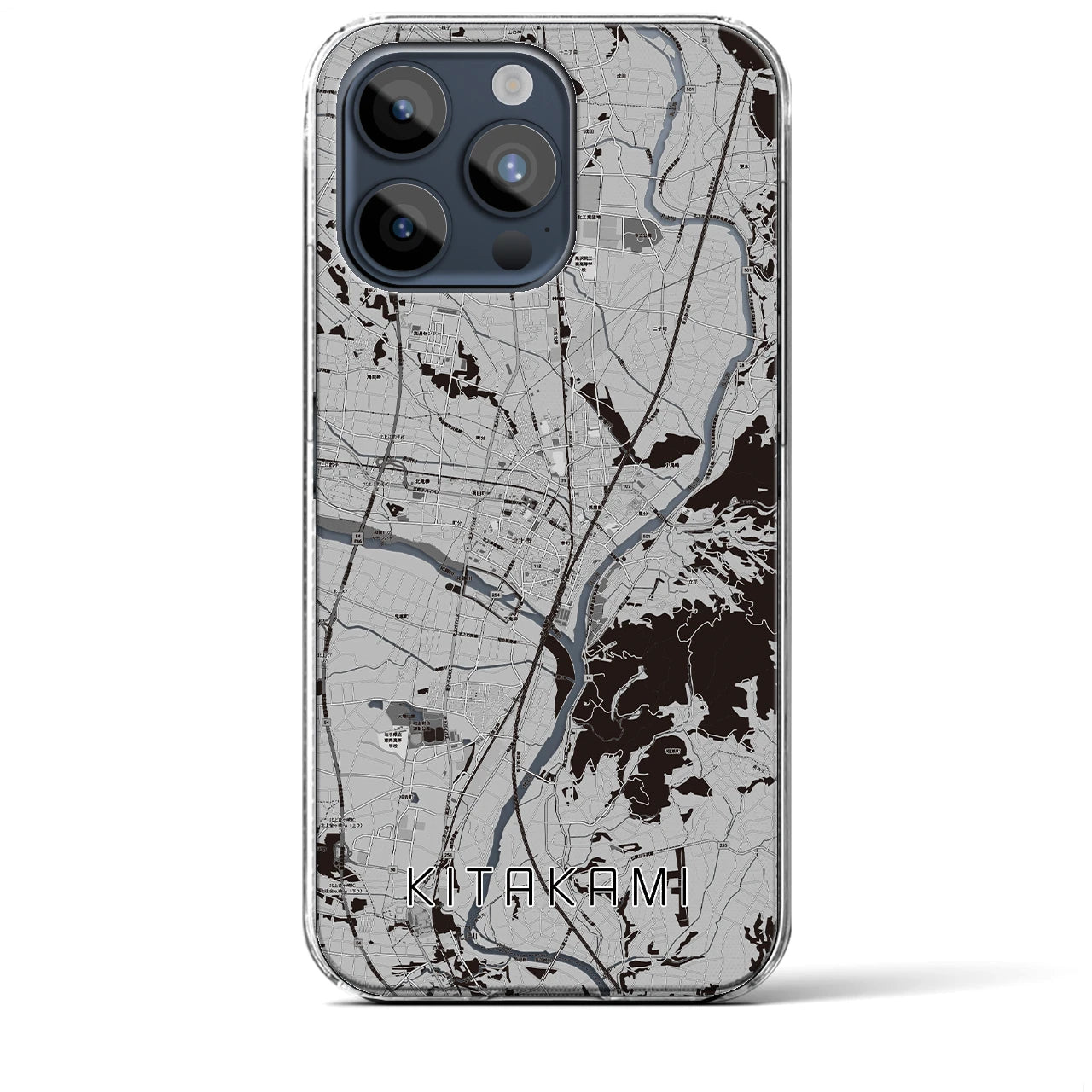 【北上(岩手県)】地図柄iPhoneケース(クリアタイプ)